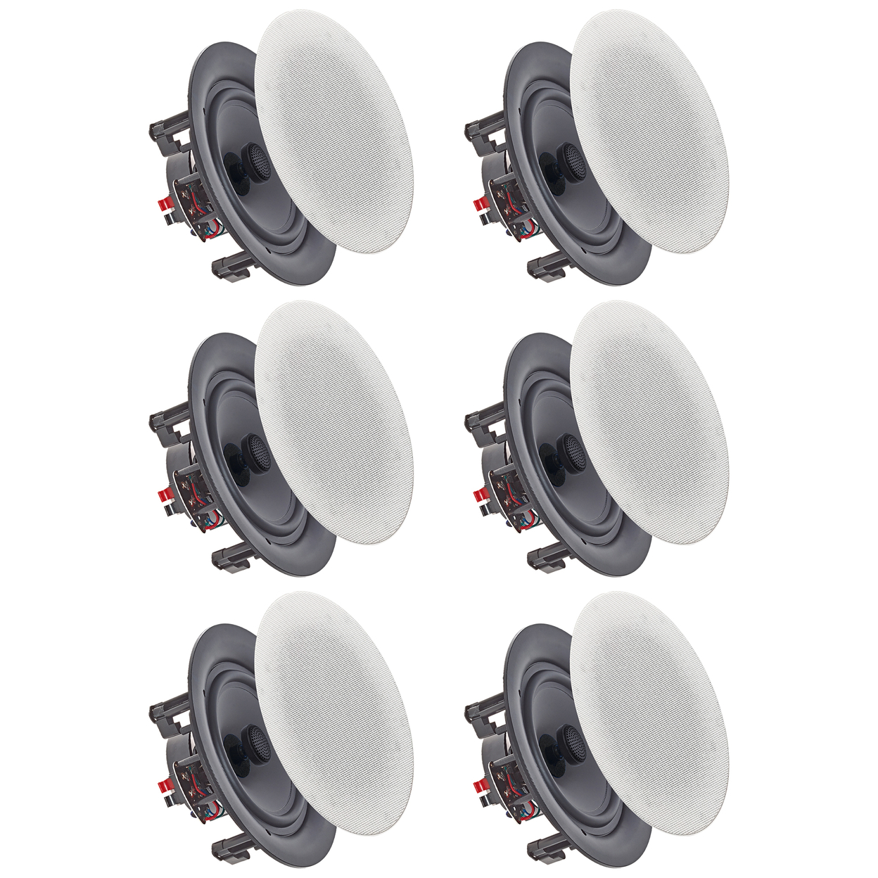 Set Of (6) Vaiyer 6.5 Inch 8 Ohm 200 Watts Frameless Speakers, Flush Mount In-Wall In-Ceiling 2-Way Mid Bass Woofer Speakers
