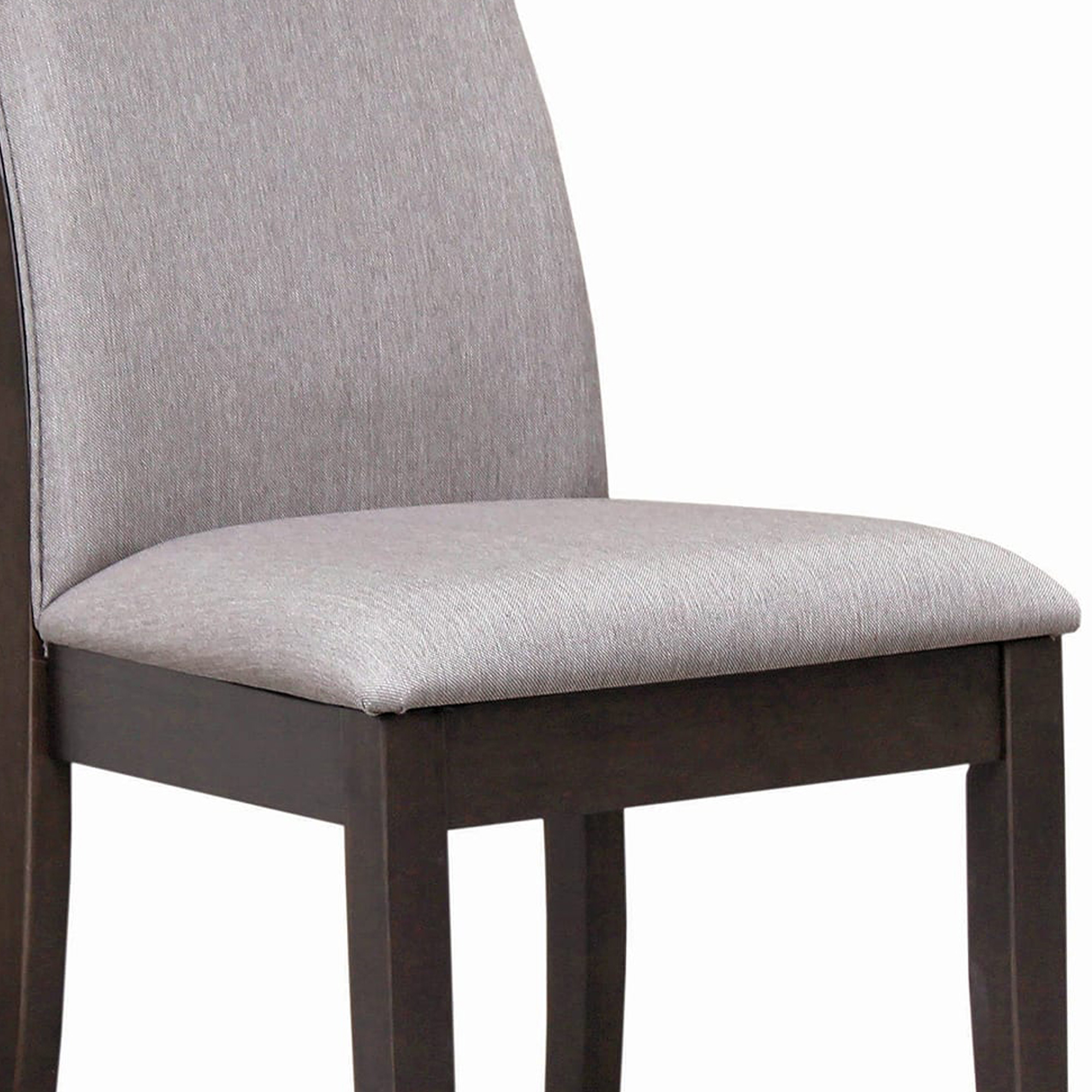 Fabric Upholstered Wooden Dining Chair, Set Of 2, Gray And Brown- Saltoro Sherpi