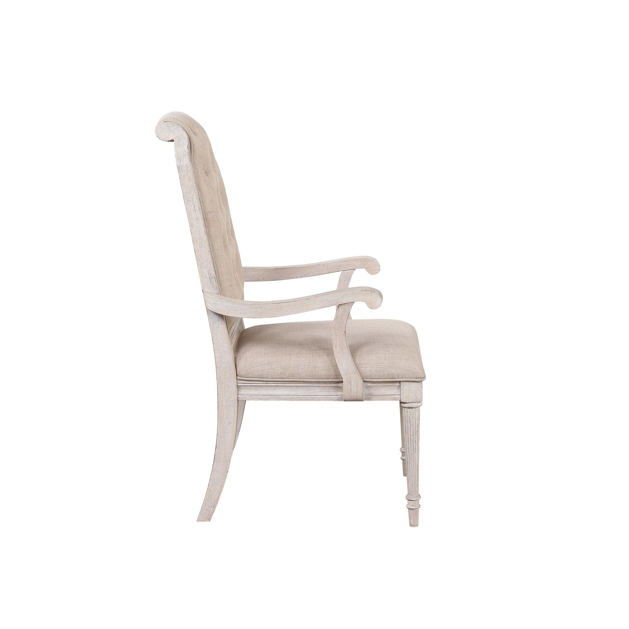 Arm Chair With Padded Seat And Button Tufts, Set Of 2, Beige- Saltoro Sherpi