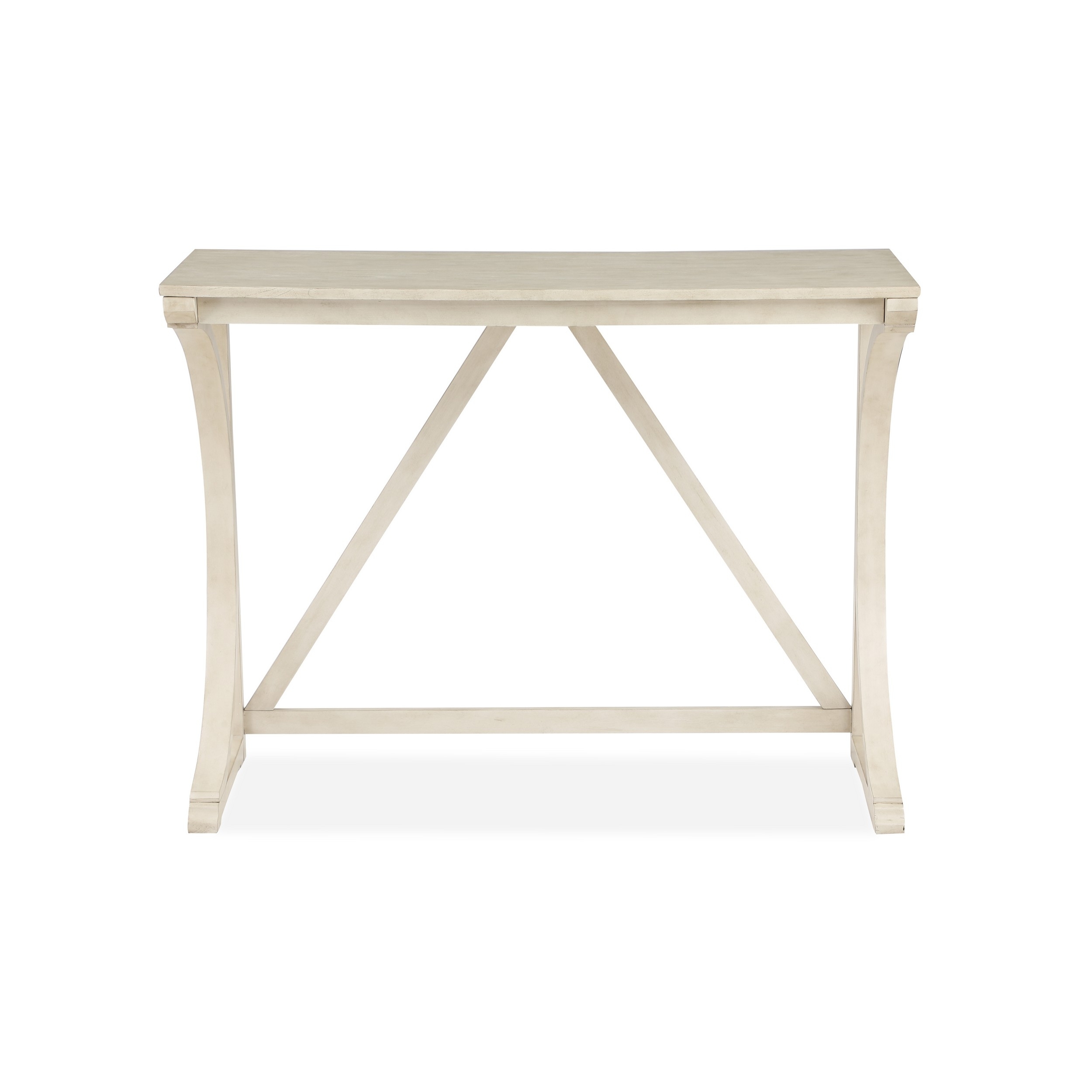 Ruth 3 Piece White Counter Table Set, Fabric Seating, Open Geometric Design- Saltoro Sherpi
