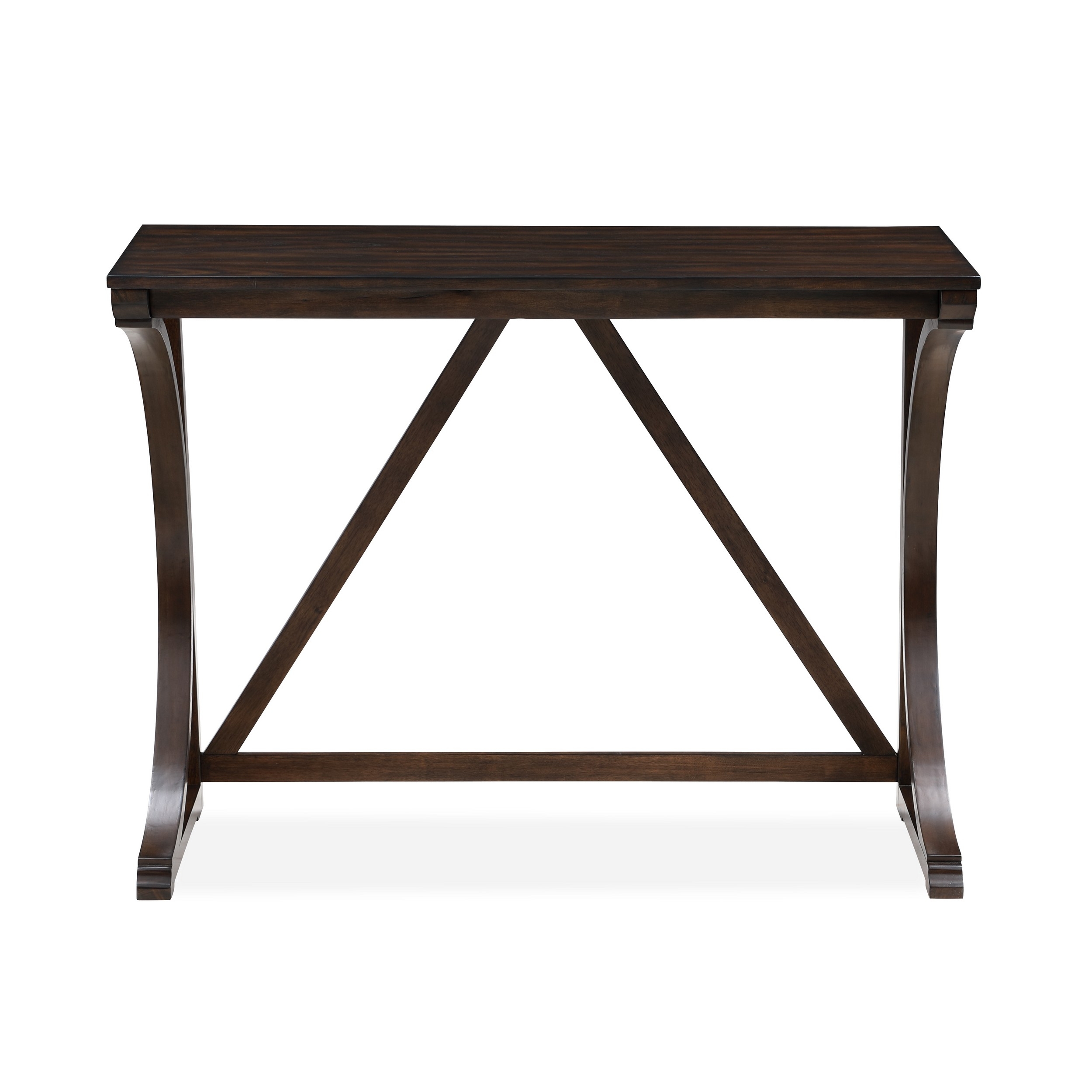 Ruth 3 Piece Brown Counter Table Set, Fabric Seating, Open Geometric Design- Saltoro Sherpi