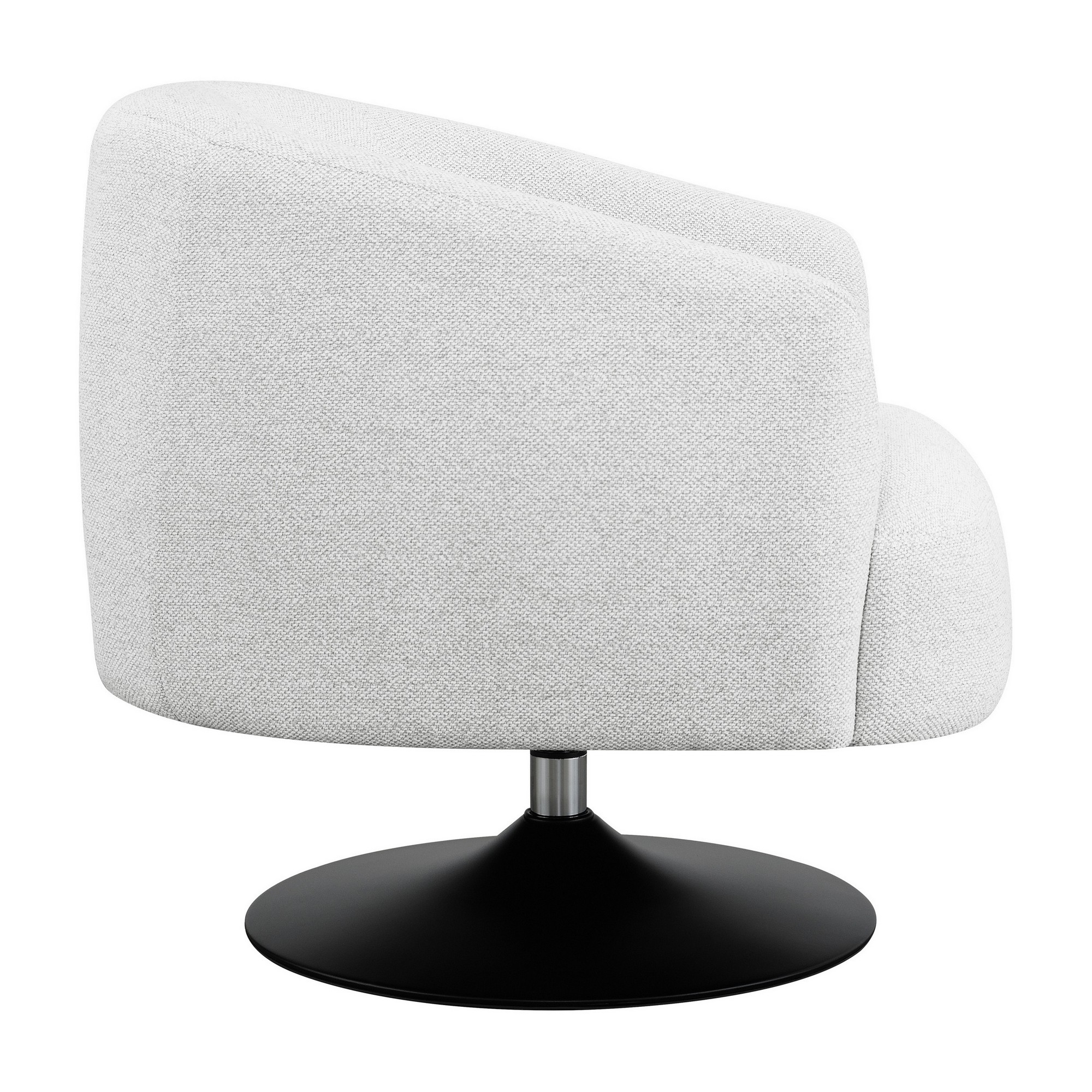 32 Inch Barrel Foam Accent Chair, Swivel Pedestal Base, Beige Boucle Fabric- Saltoro Sherpi