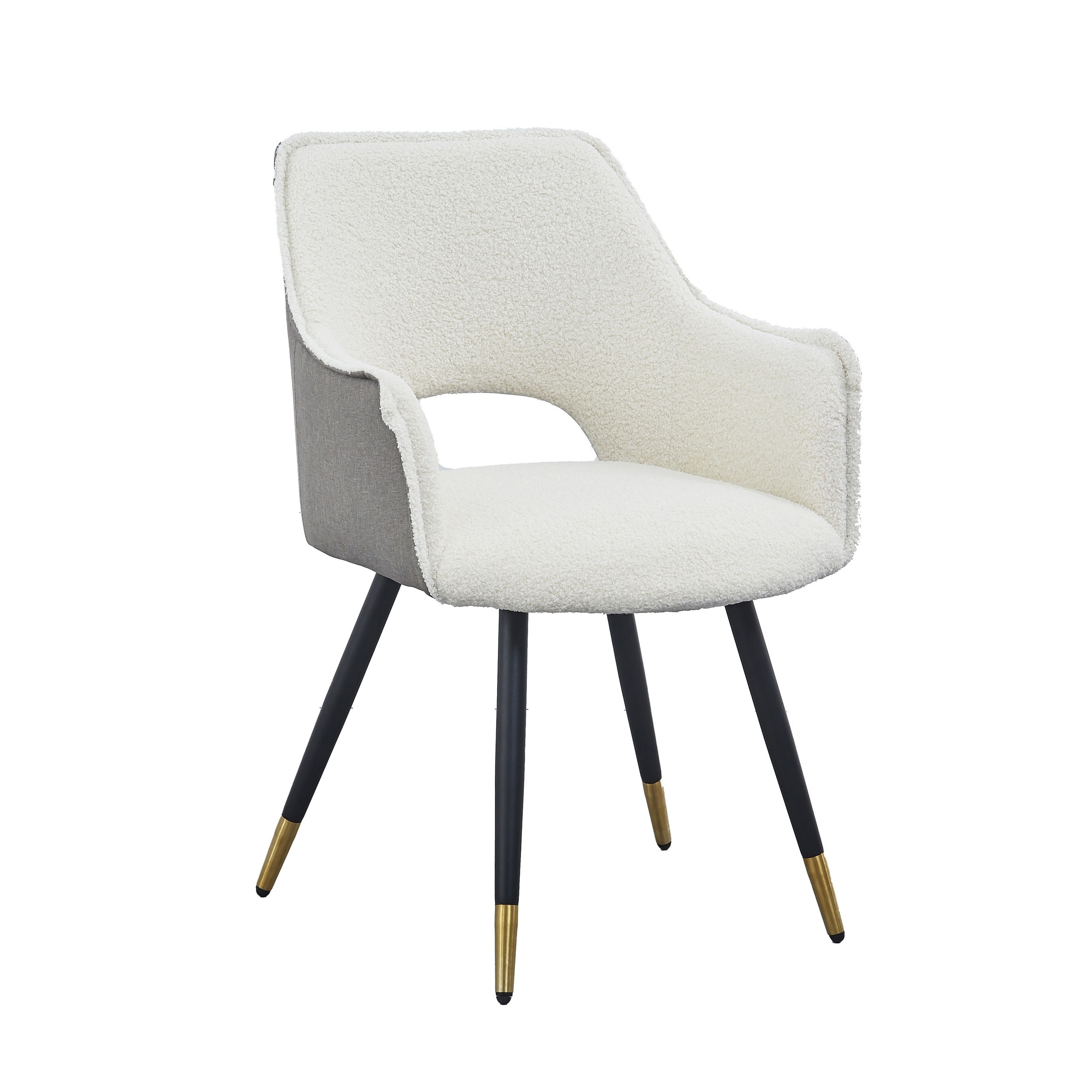 Eden 23 Inch Modern Dining Chair, White Fabric, Black Metal Legs, Set Of 2- Saltoro Sherpi