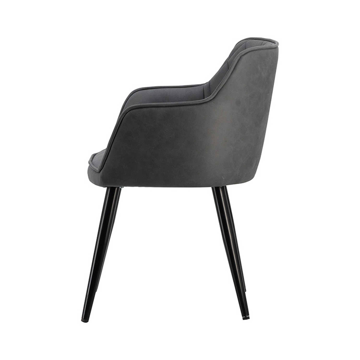 Erin 24 Inch Curved Dining Chair, Gray Fabric, Diamond Pattern Tufting- Saltoro Sherpi