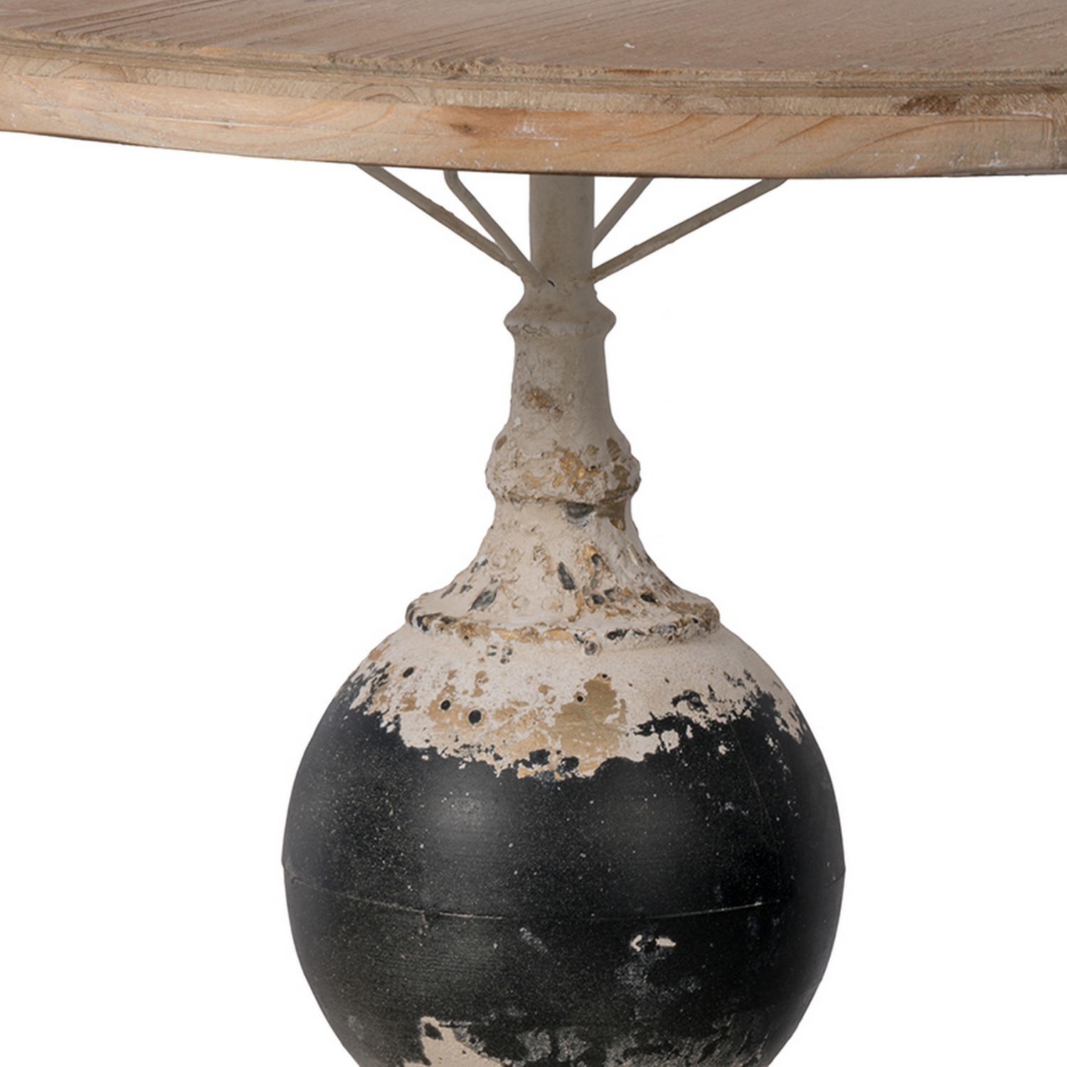 23 Inch Side Table, Round Wood Tabletop, Classic Pedestal, Vintage, Ivory- Saltoro Sherpi