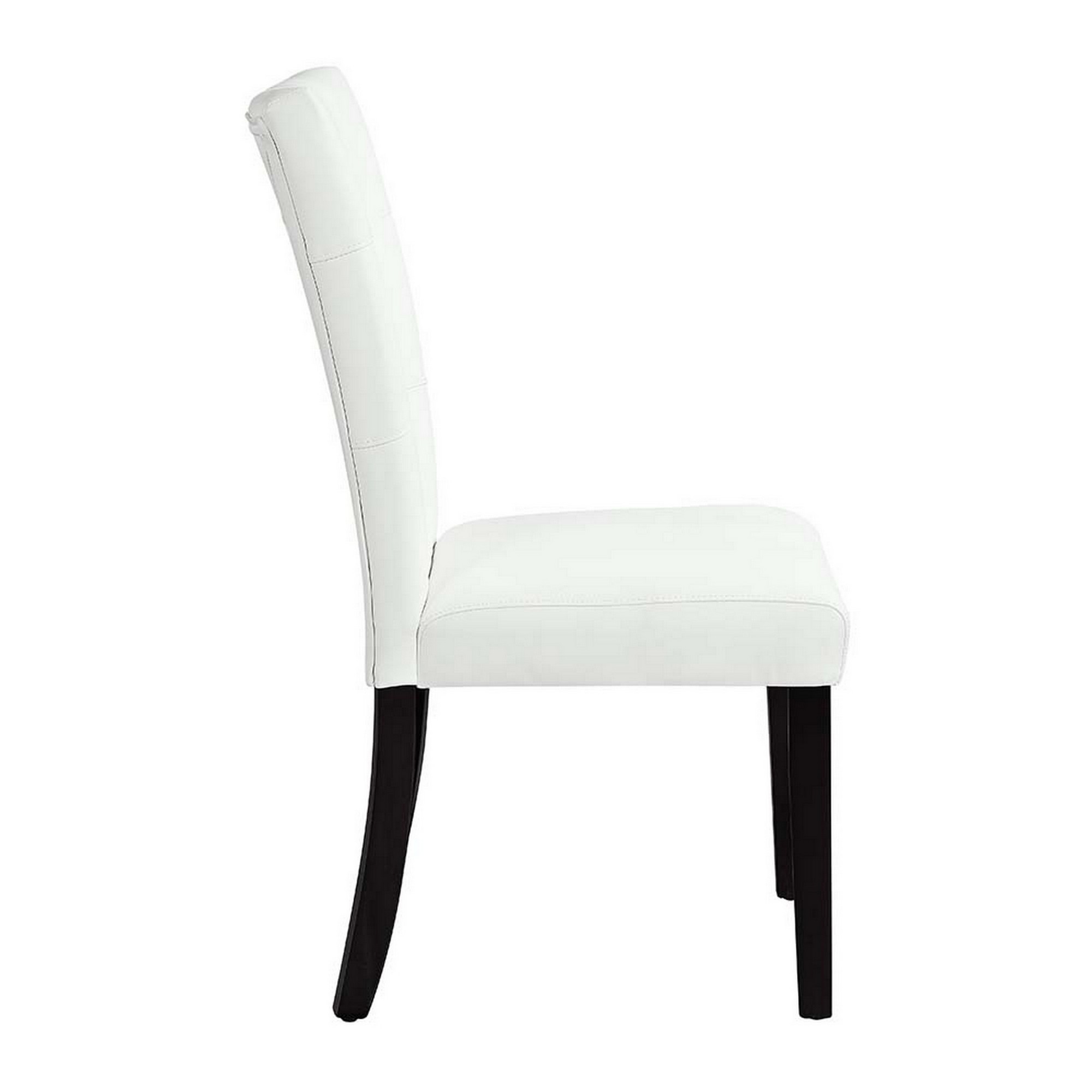 Nok Wood Dining Chairs, Set Of 2, Button Tufted Back, White, Black- Saltoro Sherpi