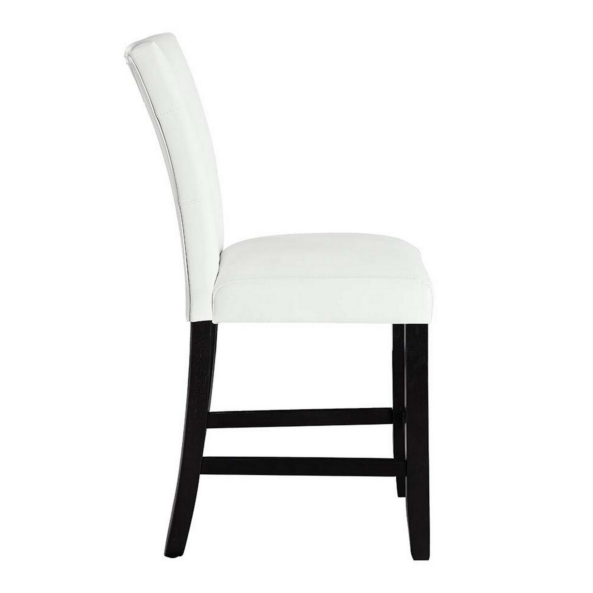 Nok 25 Inch Counter Chair, Set Of 2, Button Tufted Back, White, Black - Saltoro Sherpi