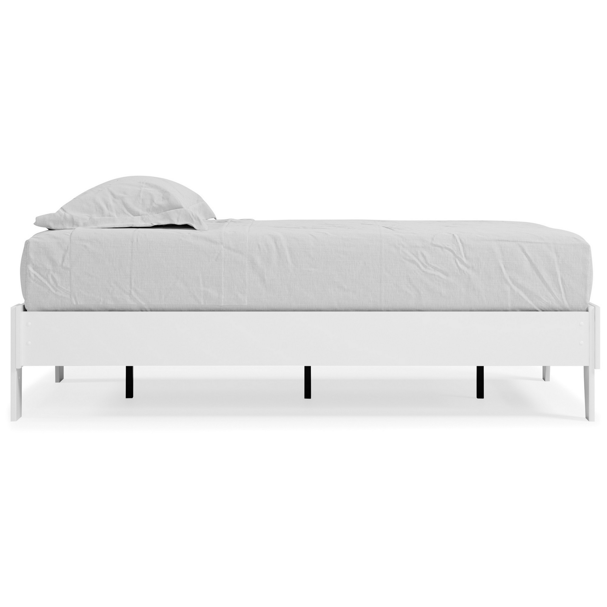 Asher Modern Twin Size Platform Bed, Minimalistic Crisp White Wood Base- Saltoro Sherpi
