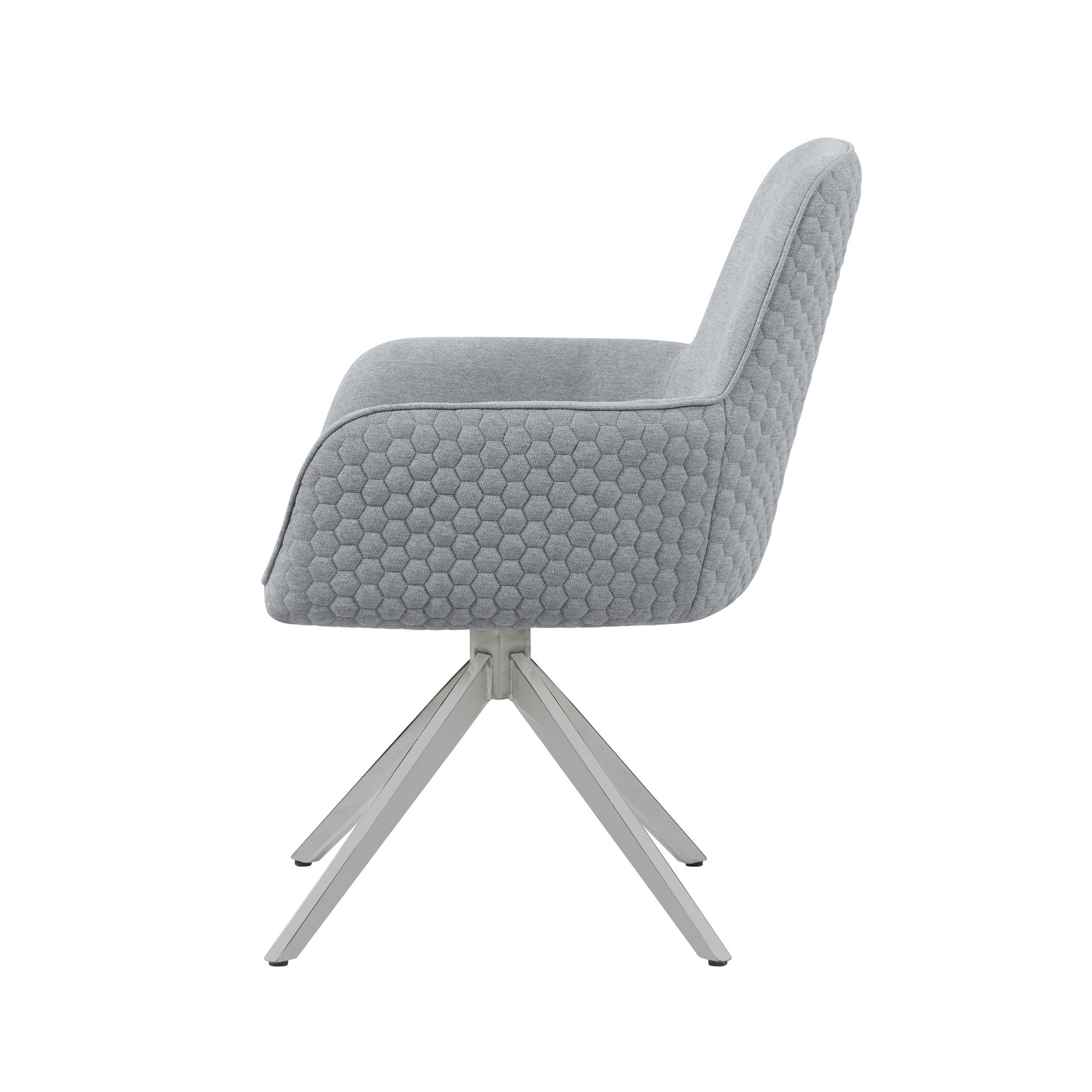 25 Inch Side Armchair, Honeycomb Tufted Design, Strong 5 Legged Chrome Base- Saltoro Sherpi