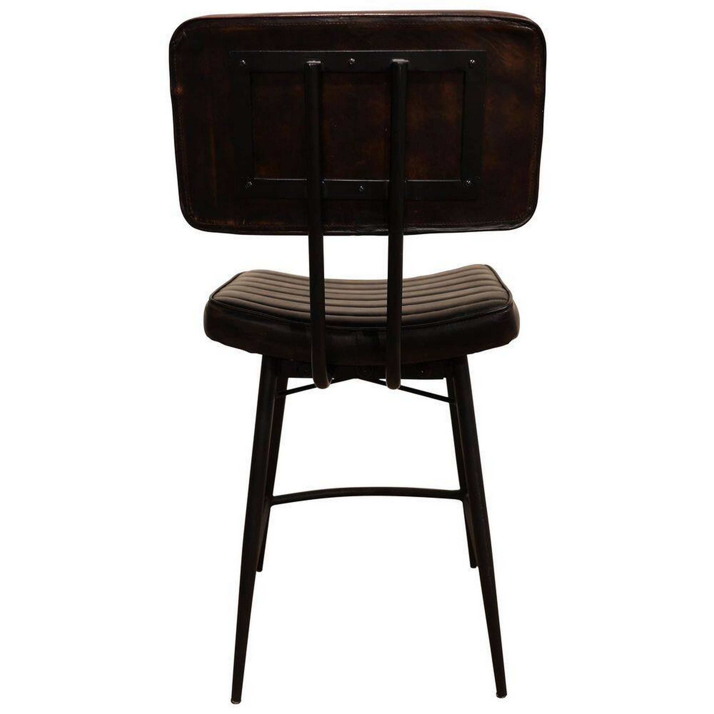 Mia 24 Inch Counter Stool, Set Of 2, Hand Dyed Espresso Leather, Tufted - Saltoro Sherpi