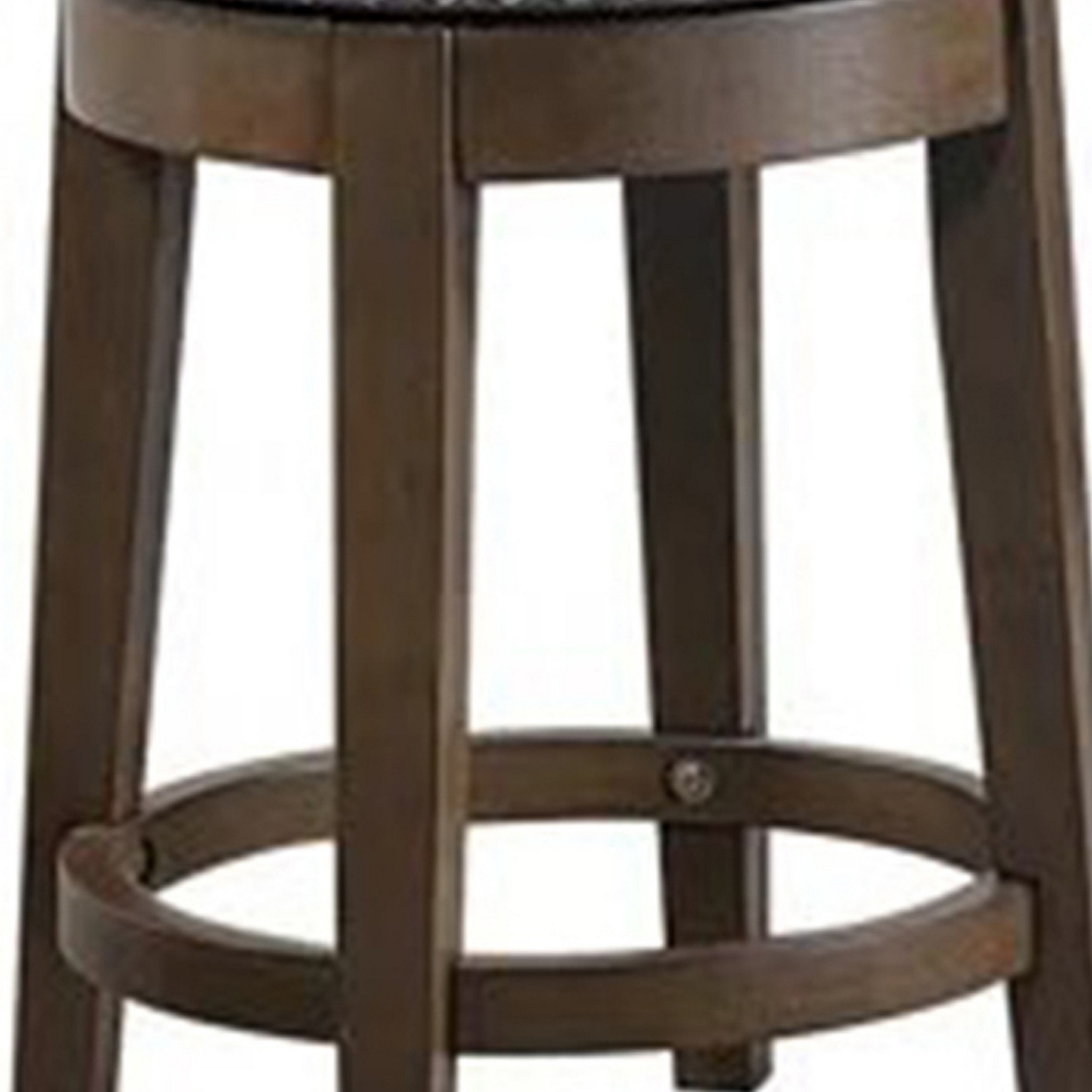 Drue 24 Inch Set Of 2 Swivel Counter Stools, Brown Wood Gray Faux Leather