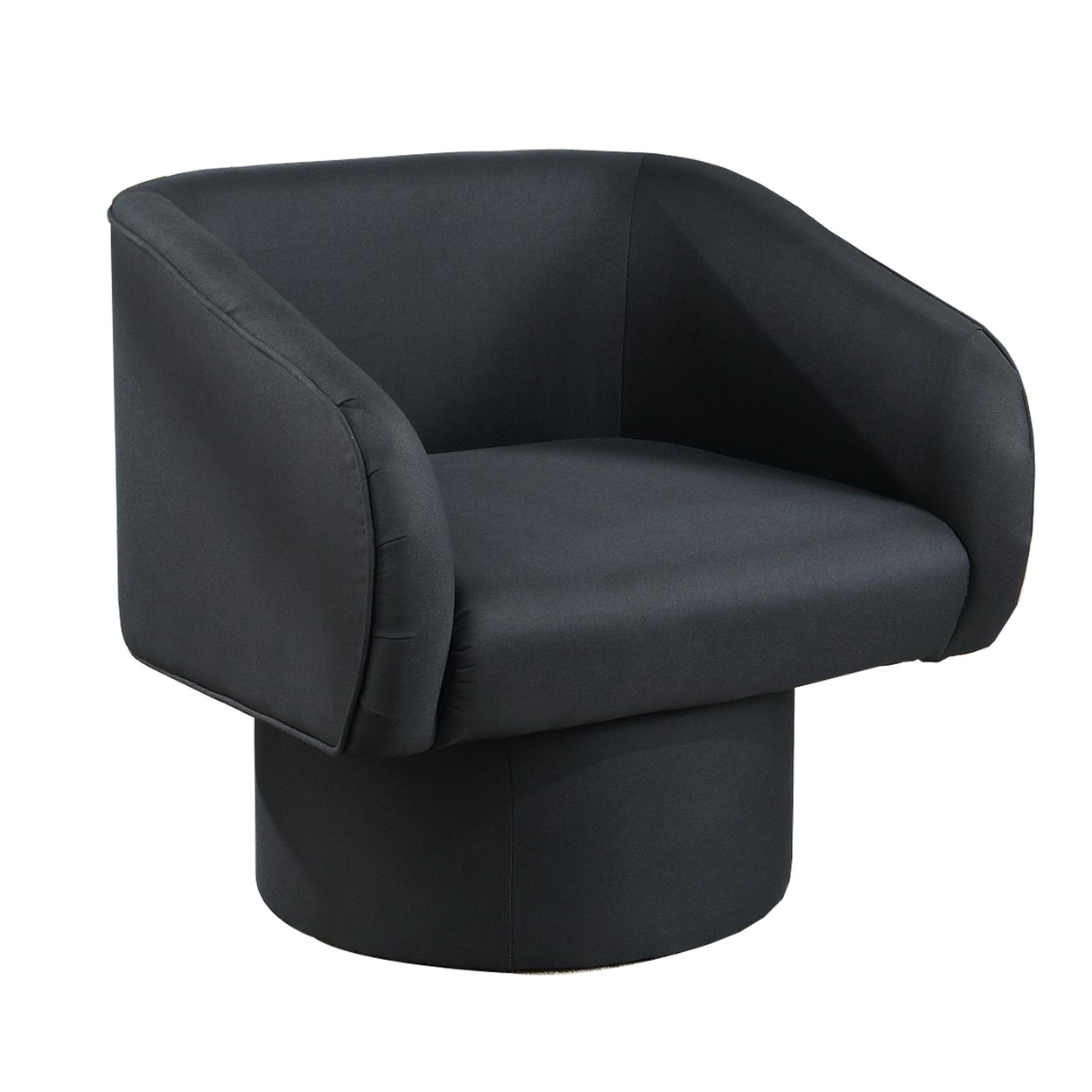 Tim 30 Inch Fabric Upholstered Accent Chair, 360 Swivel Seat, Black- Saltoro Sherpi