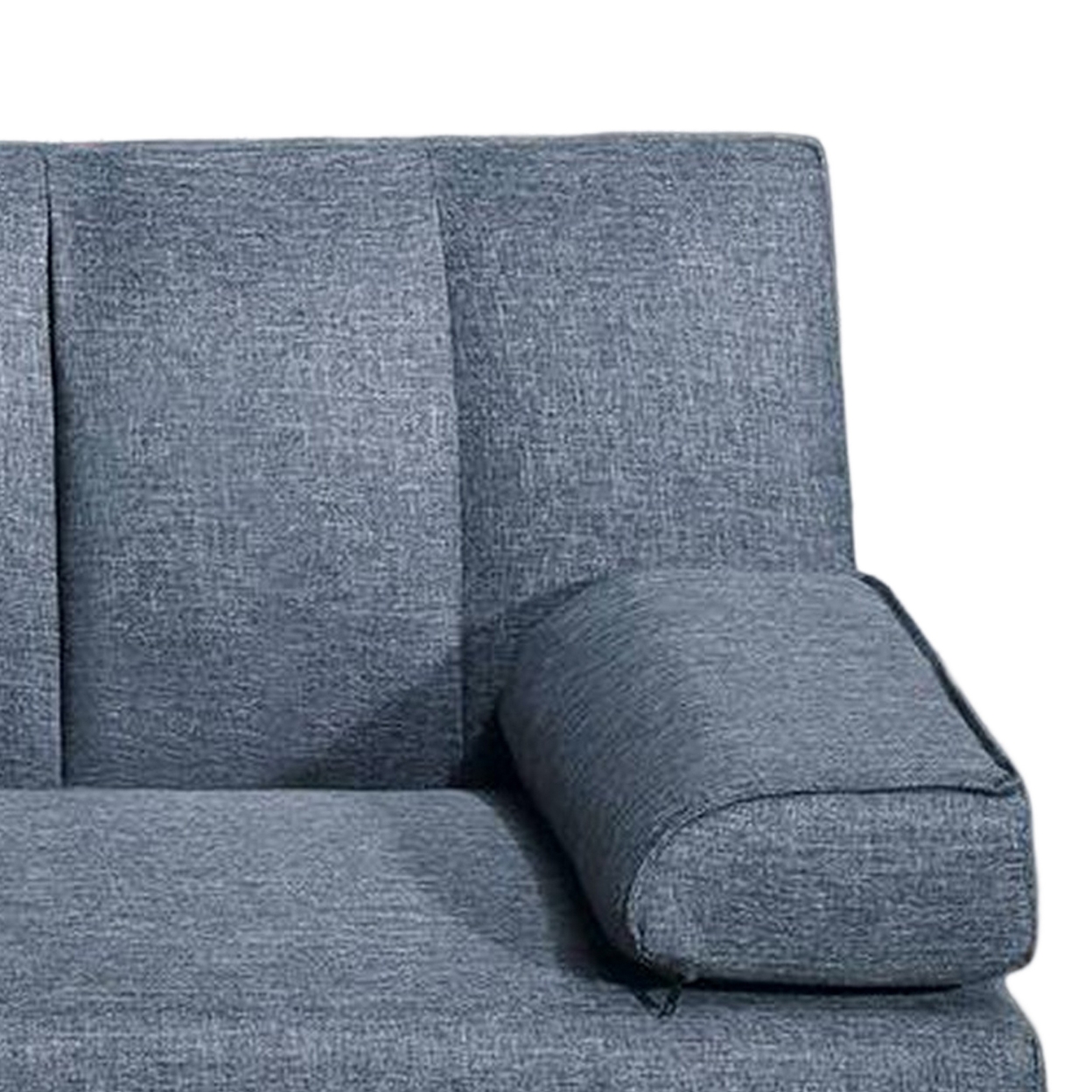 Dora 71 Inch Adjustable Futon Sofa Bed With Vertical Channel Tufting, Blue- Saltoro Sherpi