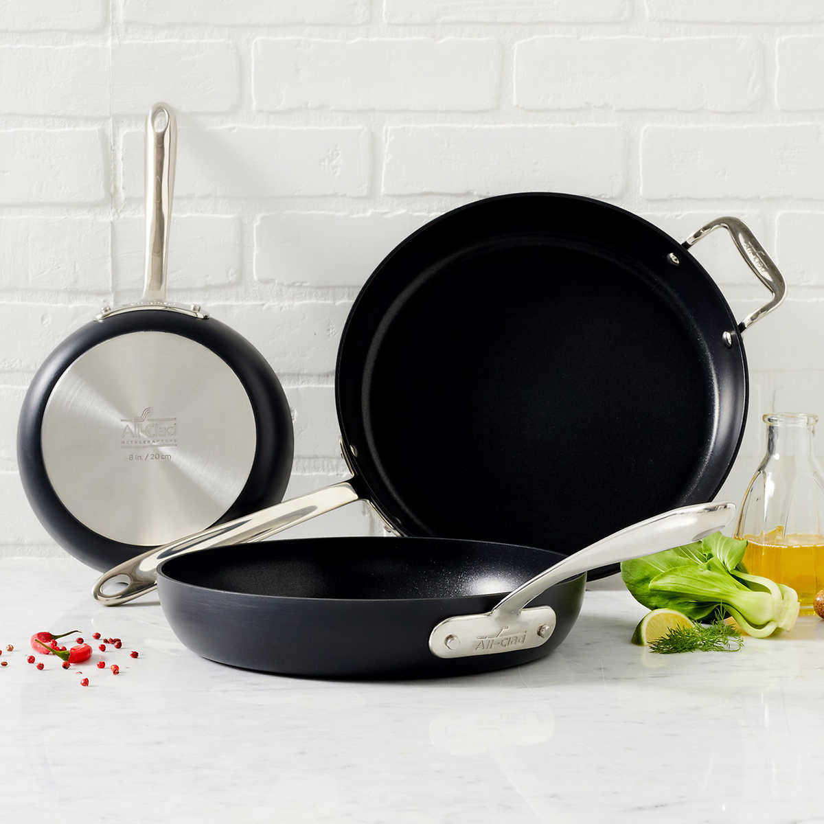 All-Clad Hard-Anodized Fry Pan, 3 Piece Set