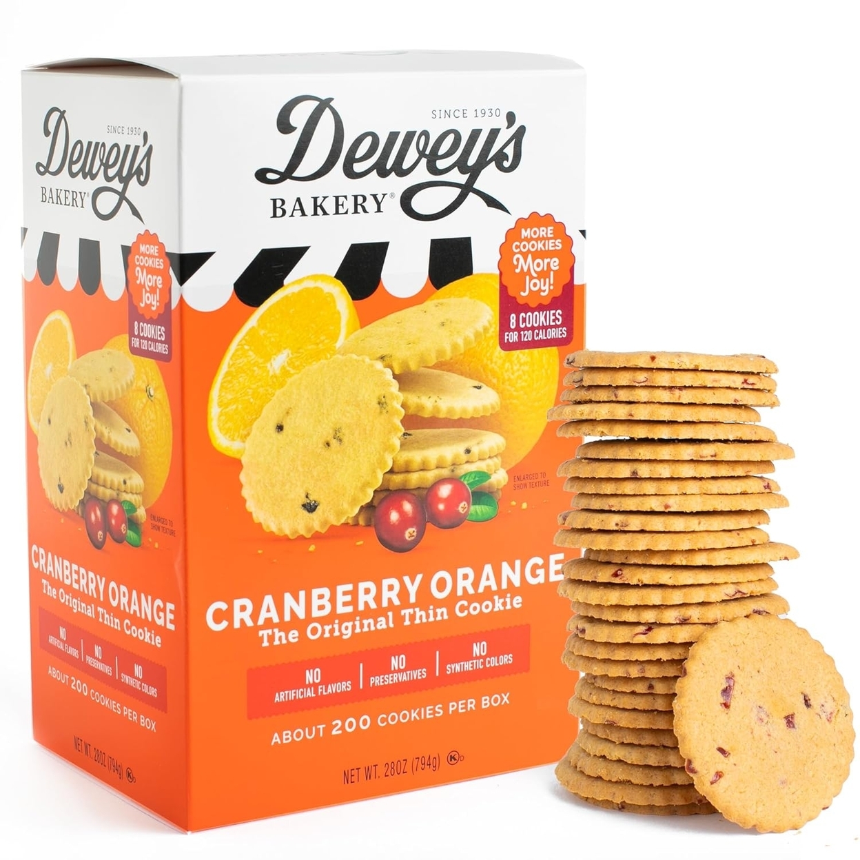 Dewey's Bakery Cranberry Orange Moravian Style Thin Cookies, 28 Ounce