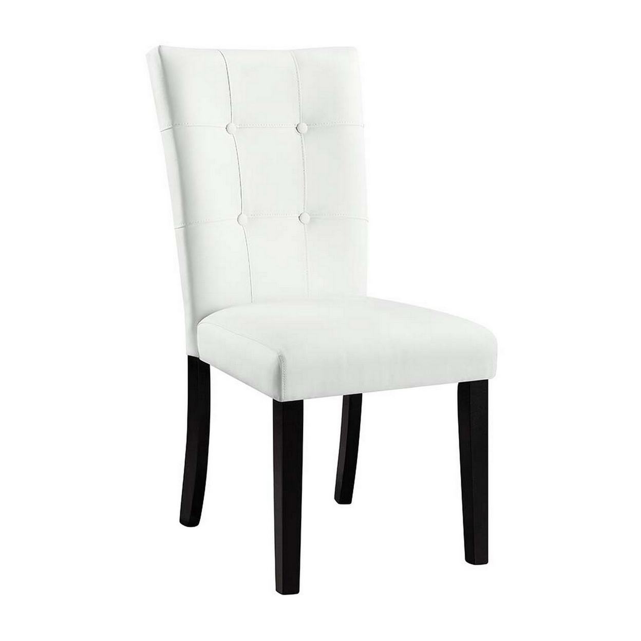 Nok Wood Dining Chairs, Set Of 2, Button Tufted Back, White, Black- Saltoro Sherpi
