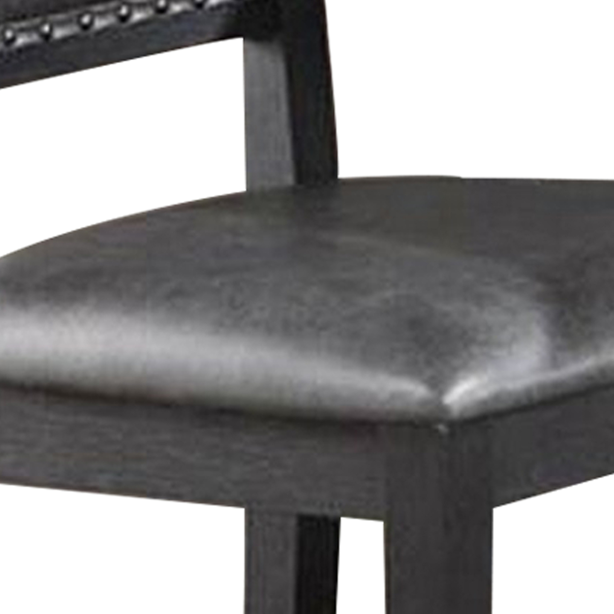 Counter Height Chair With Leatherette Seat And Panel Back, Set Of 2, Gray- Saltoro Sherpi
