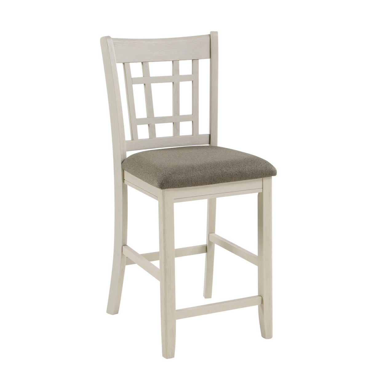 Glee 26 Inch Counter Height Chair, Set Of 2, Antique White And Brown Finish- Saltoro Sherpi