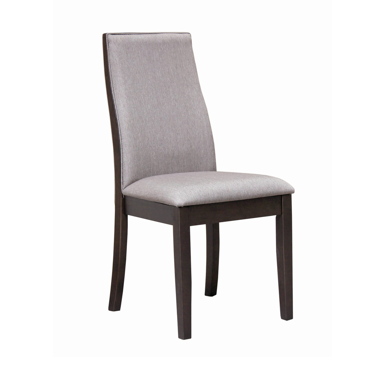 Fabric Upholstered Wooden Dining Chair, Set Of 2, Gray And Brown- Saltoro Sherpi