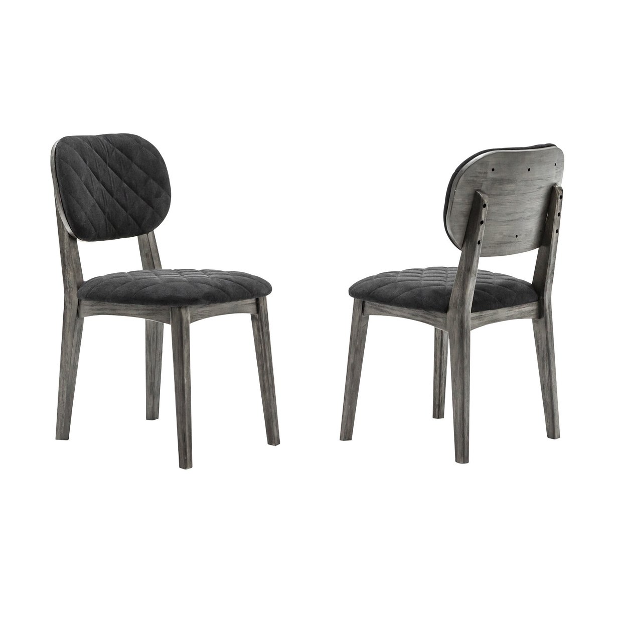 Diamond Stitched Back And Seat Dining Chair, Set Of 2, Gray- Saltoro Sherpi