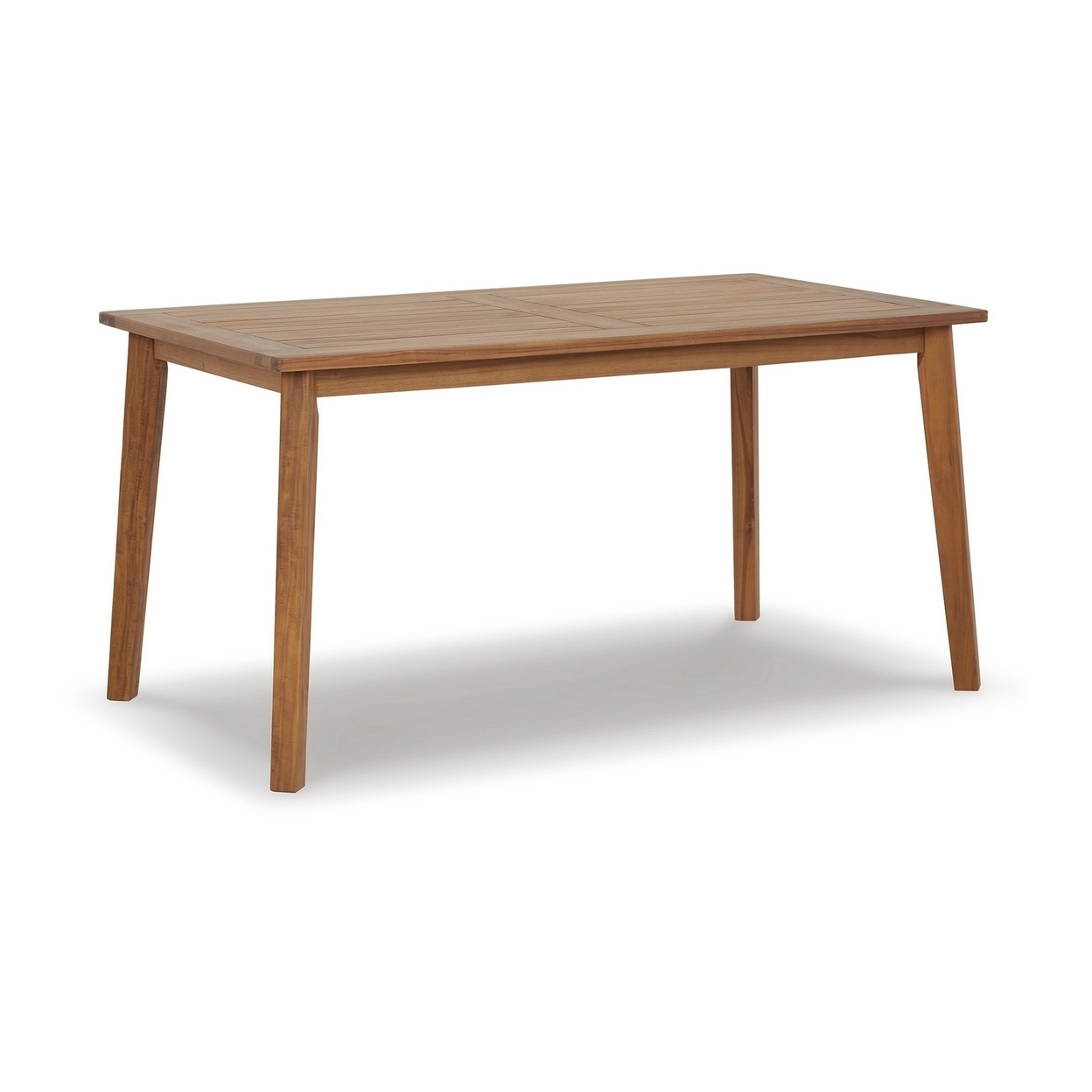 Nilen 59 Inch Dining Table, Natural Brown Acacia Wood, Slatted Surface- Saltoro Sherpi