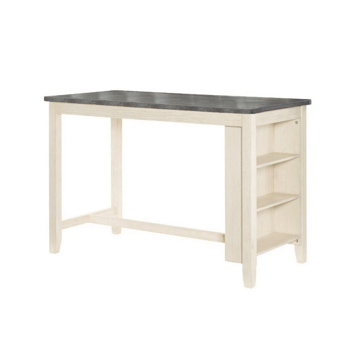 Joss 60 Inch Cottage Counter Height Table, 2 Tone Wood, Gray Top Cream Base- Saltoro Sherpi
