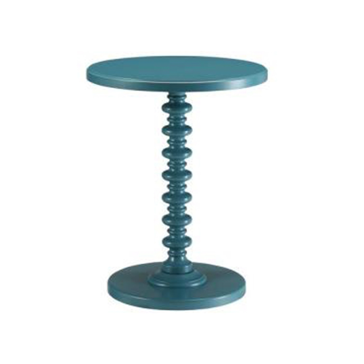 Astonishing Side Table With Round Top, Teal Blue- Saltoro Sherpi