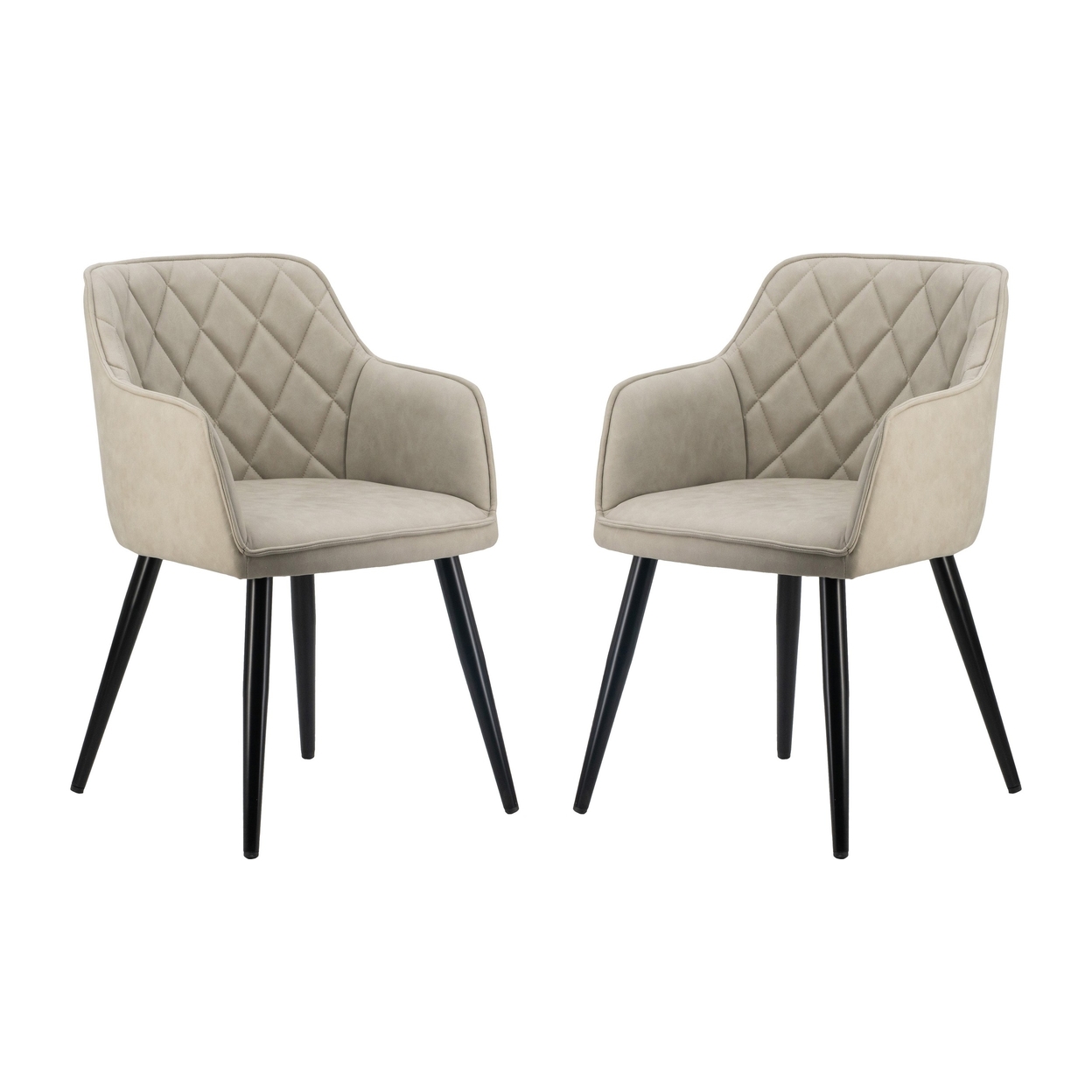 Erin 24 Inch Curved Dining Chair, Beige Fabric, Diamond Pattern Tufting- Saltoro Sherpi
