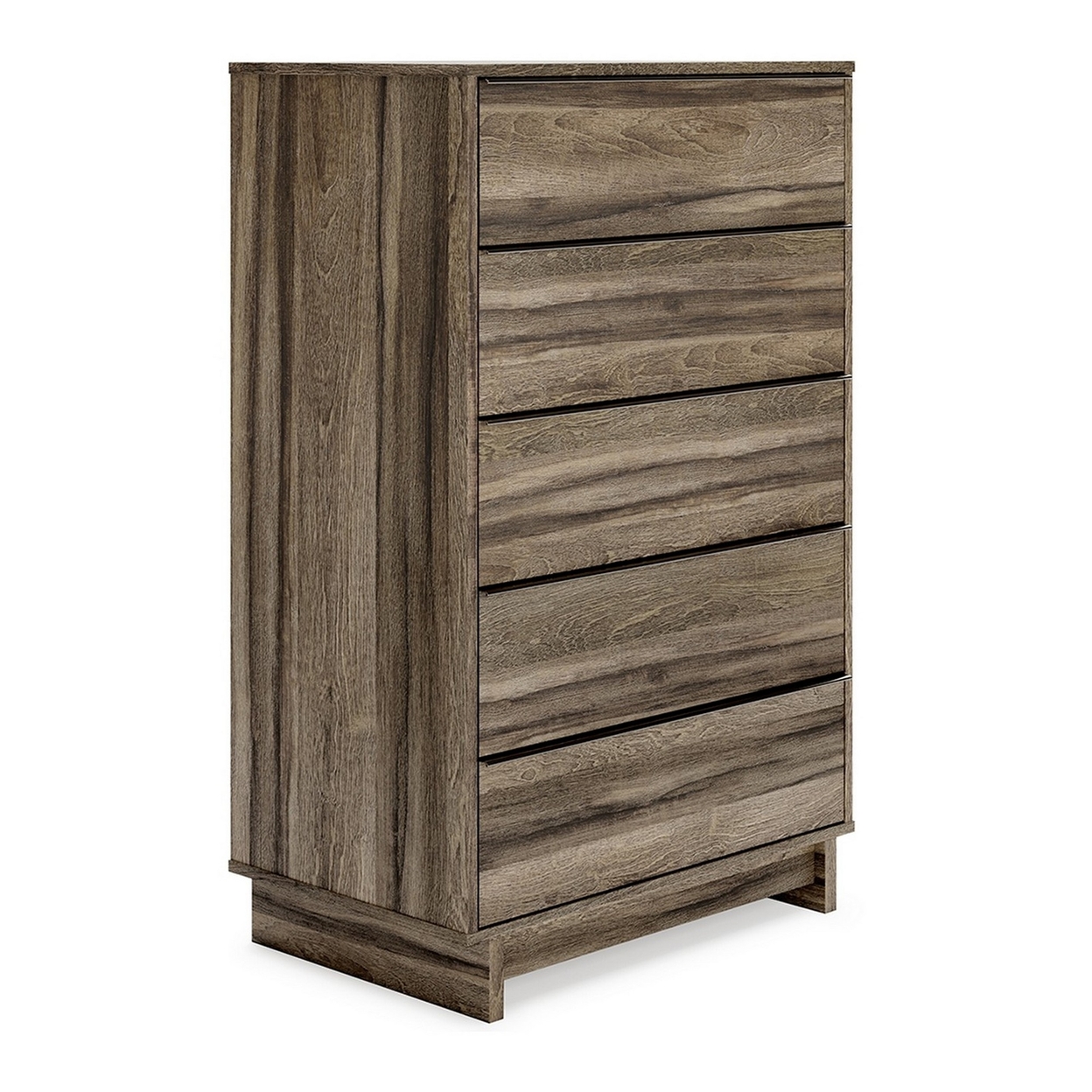 48 Inch Modern 5 Drawer Tall Dresser Chest, Rustic Weathered Brown Frame- Saltoro Sherpi