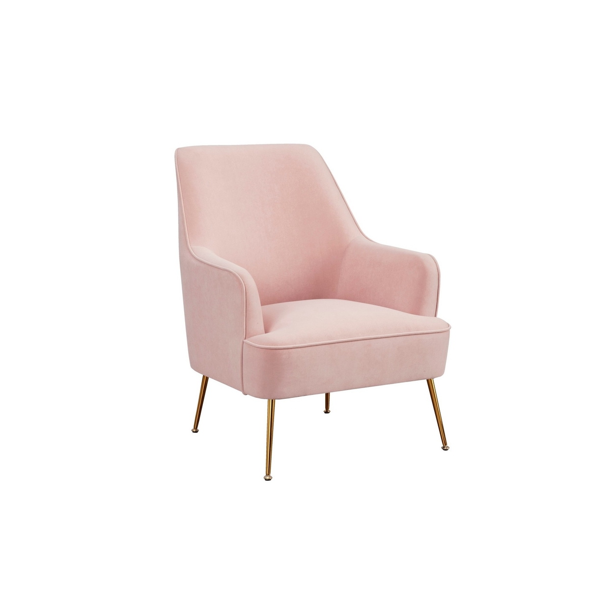 Accent Chair With T Cushioned Seat And Metal Legs, Pink- Saltoro Sherpi