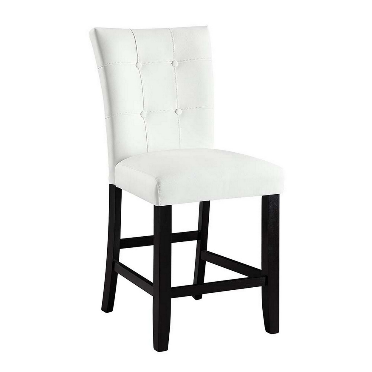 Nok 25 Inch Counter Chair, Set Of 2, Button Tufted Back, White, Black - Saltoro Sherpi