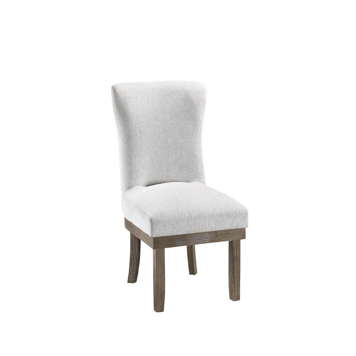 20 Inch Wood Wingback Side Dining Chair, Set Of 2, Soft Gray Polyester- Saltoro Sherpi