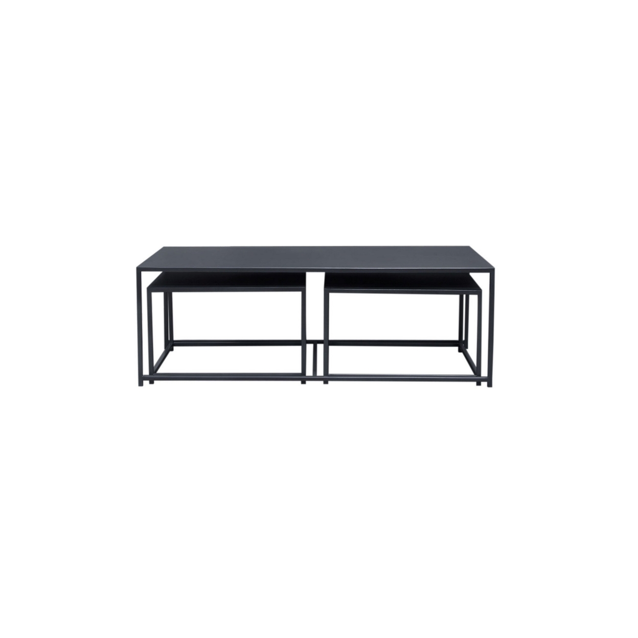 Lav 3 Piece Modern Nesting Coffee Table Set, Metal Frame, Dark Gray Finish- Saltoro Sherpi
