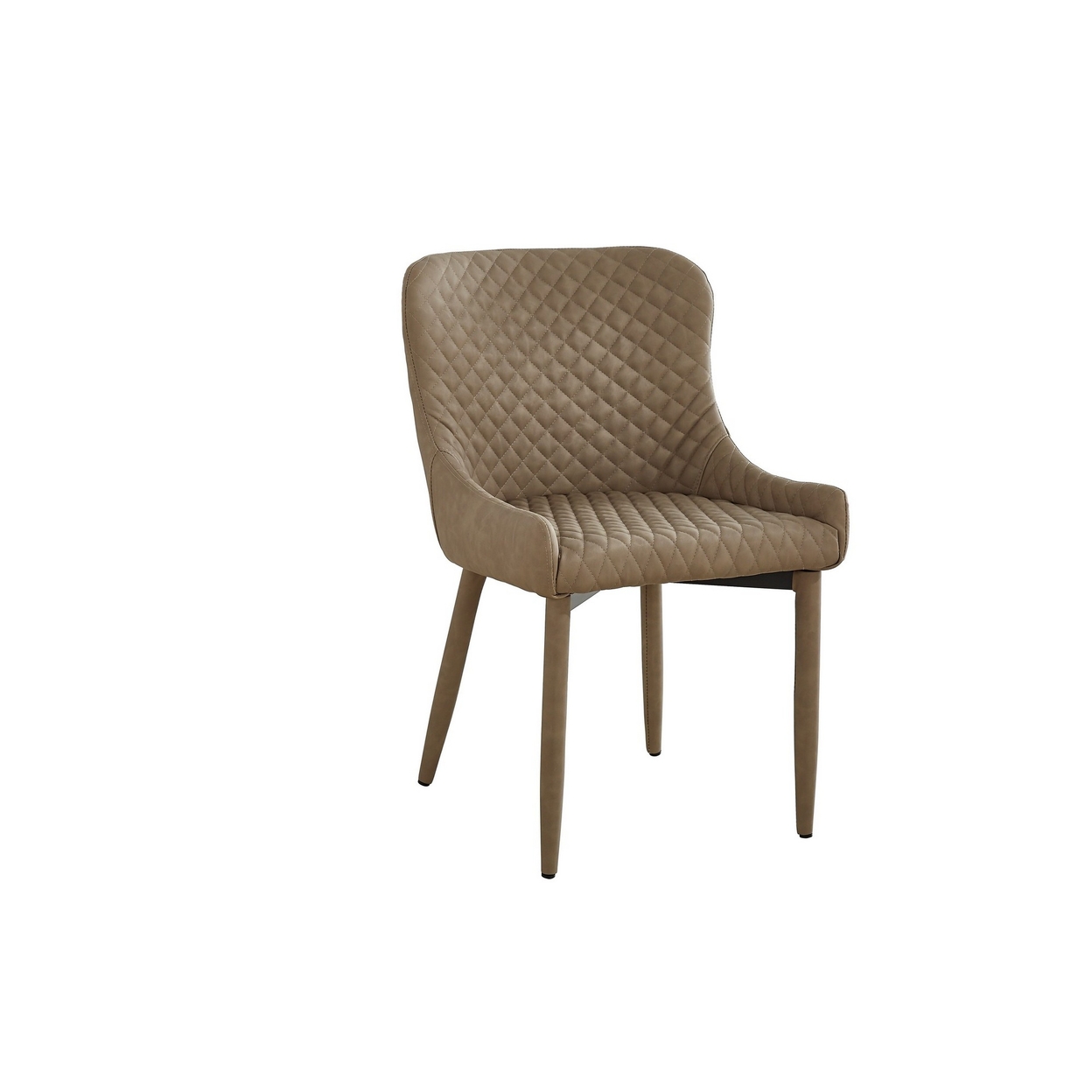 Tom 16 Inch Modern Dining Chair, Set Of 4, Beige Vegan Faux Leather, Metal Legs - Saltoro Sherpi