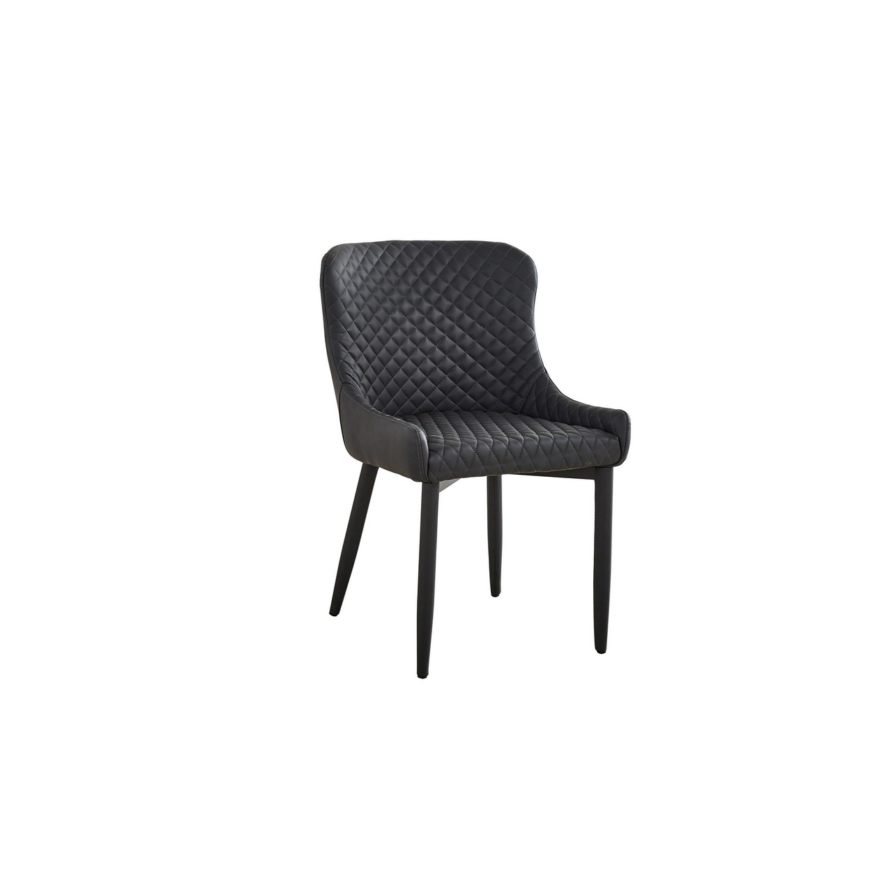 Tom 16 Inch Modern Dining Chair, Set Of 4, Dark Gray Vegan Leather, Metal Legs - Saltoro Sherpi