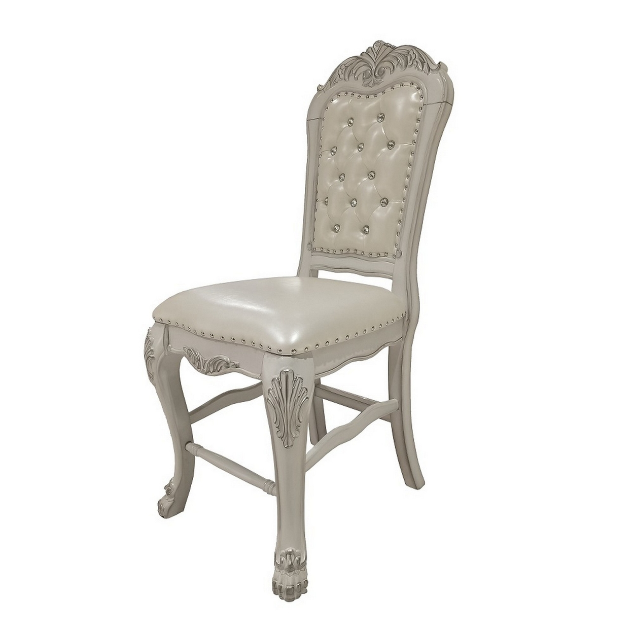Aurora 22 Inch Counter Height Chair, Set Of 2, Button Tufted, Bone White- Saltoro Sherpi