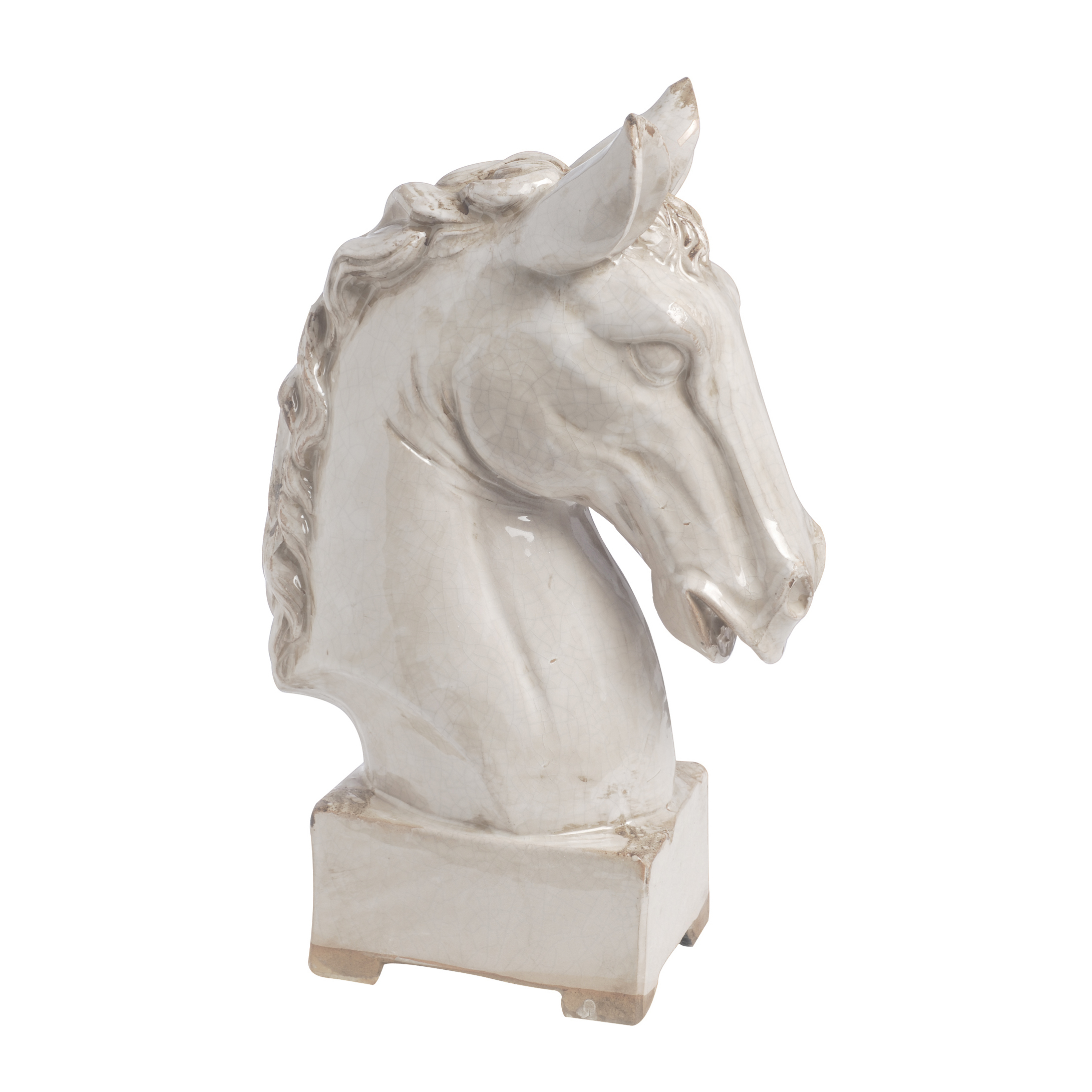Transitional Style Ceramic Horse Head Decor Piece, Large, Beige - Saltoro Sherpi