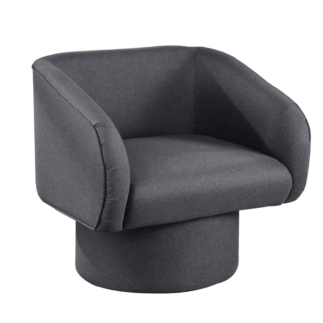 Tim 30 Inch Fabric Upholstered Accent Chair, 360 Swivel Seat, Gray- Saltoro Sherpi