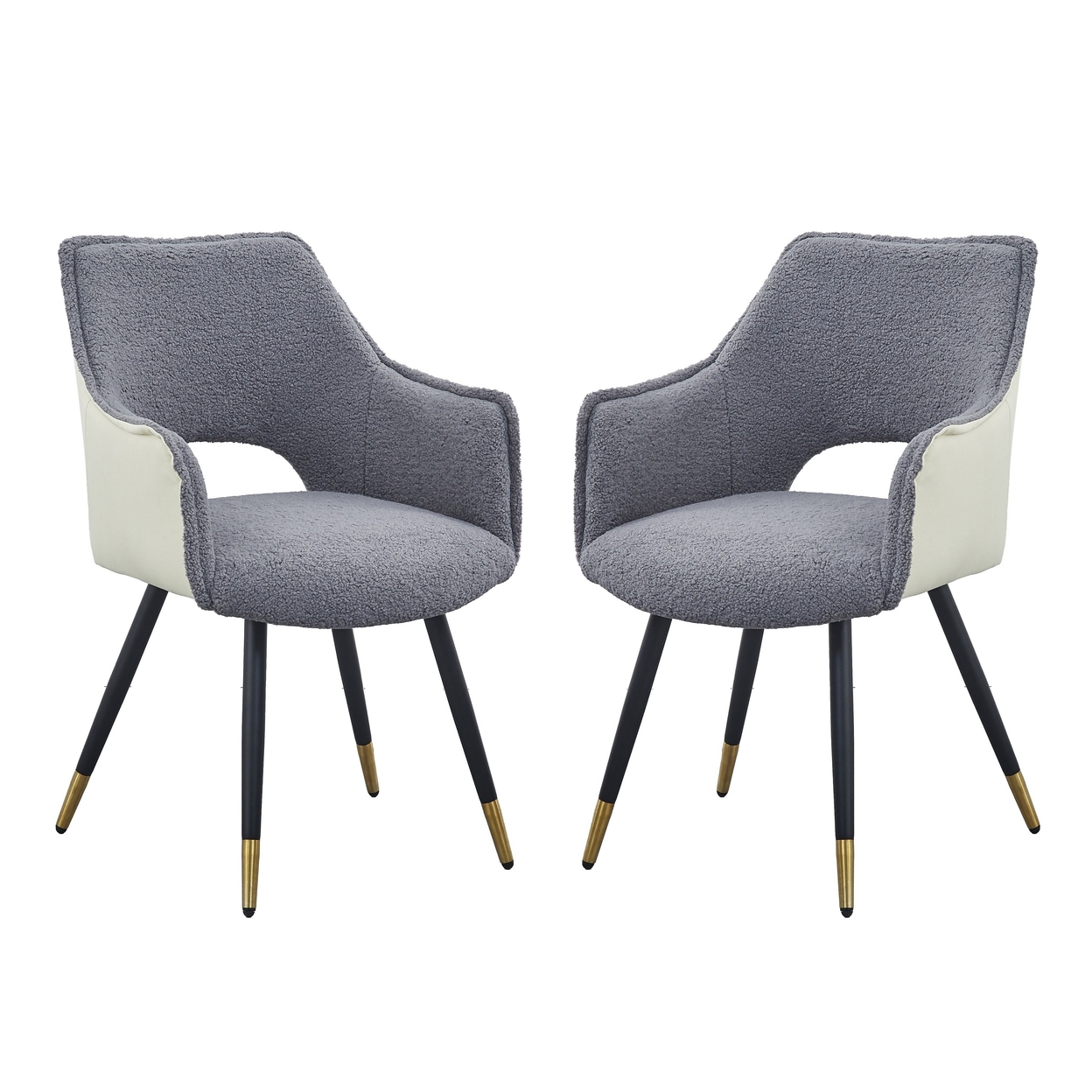 Eden 23 Inch Modern Dining Chair, Gray Fabric, Black Metal Legs, Set Of 2- Saltoro Sherpi