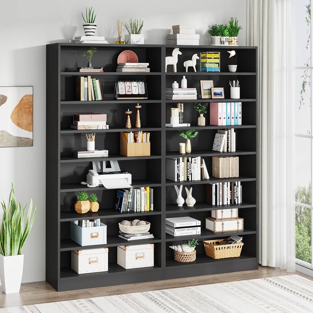 Tribesigns 70.86 Tall Bookcase, Modern Freestanding Bookshelf 9 Tier Bookcases, Large Open Display Shelf Storage Cabinet Organizer - Black,