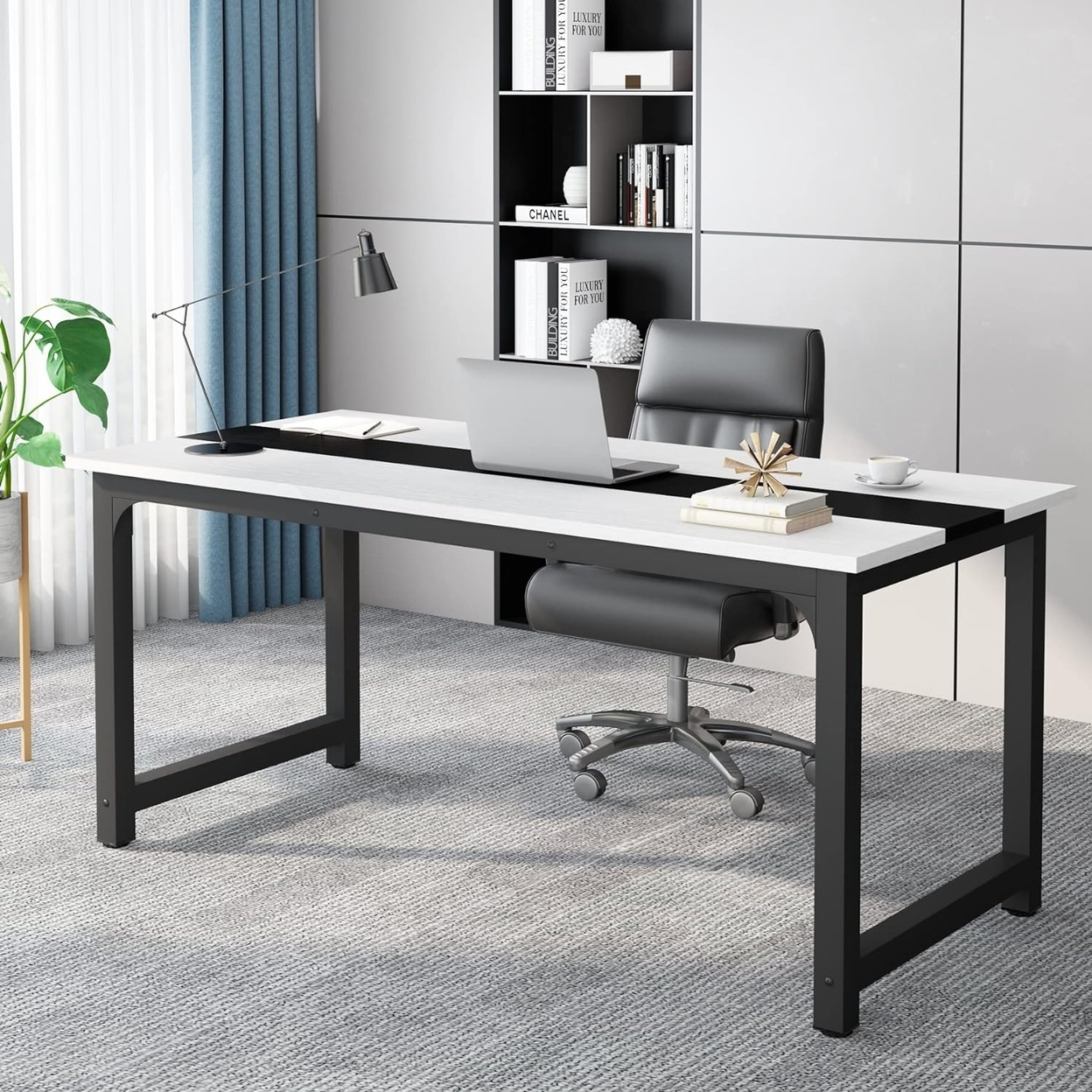 Tribesigns 70.8 Executive Desk, Large Office Computer Desk With Thicken Frame, Modern Simple Workstation Business Furniture