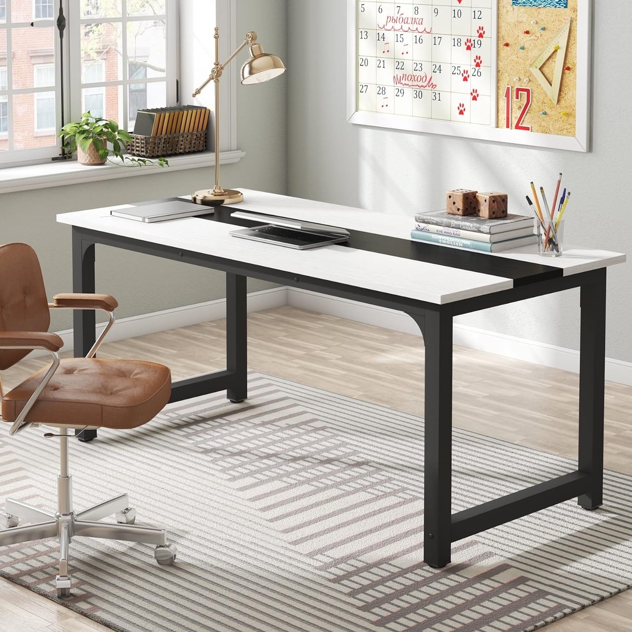 Tribesigns 70.8 Executive Desk, Large Office Computer Desk With Thicken Frame, Modern Simple Workstation Business Furniture