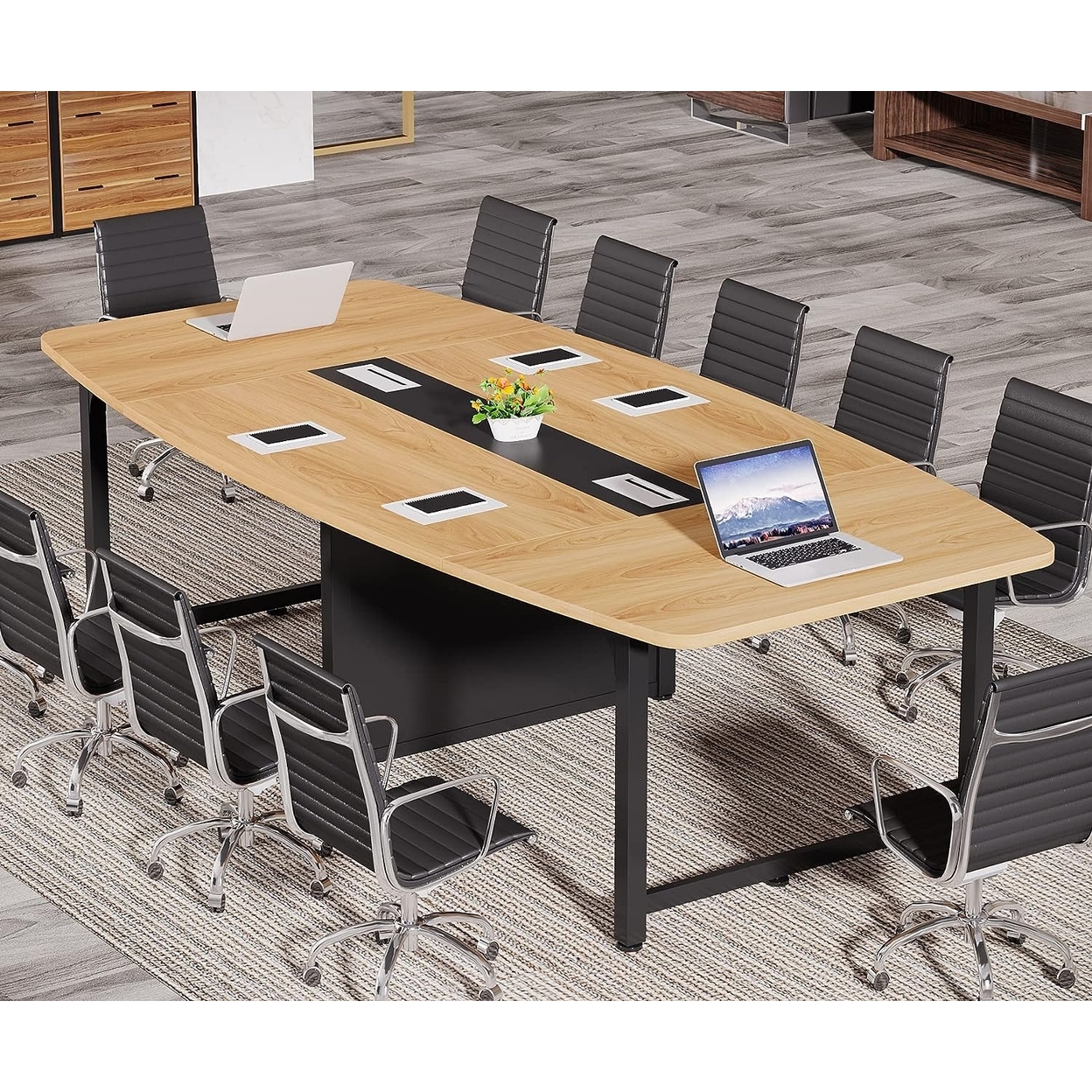 Tribesigns 8FT Conference Table, 94.5L X 47.2W Inch Large Meeting Table, Modern Rectangular Seminar Table