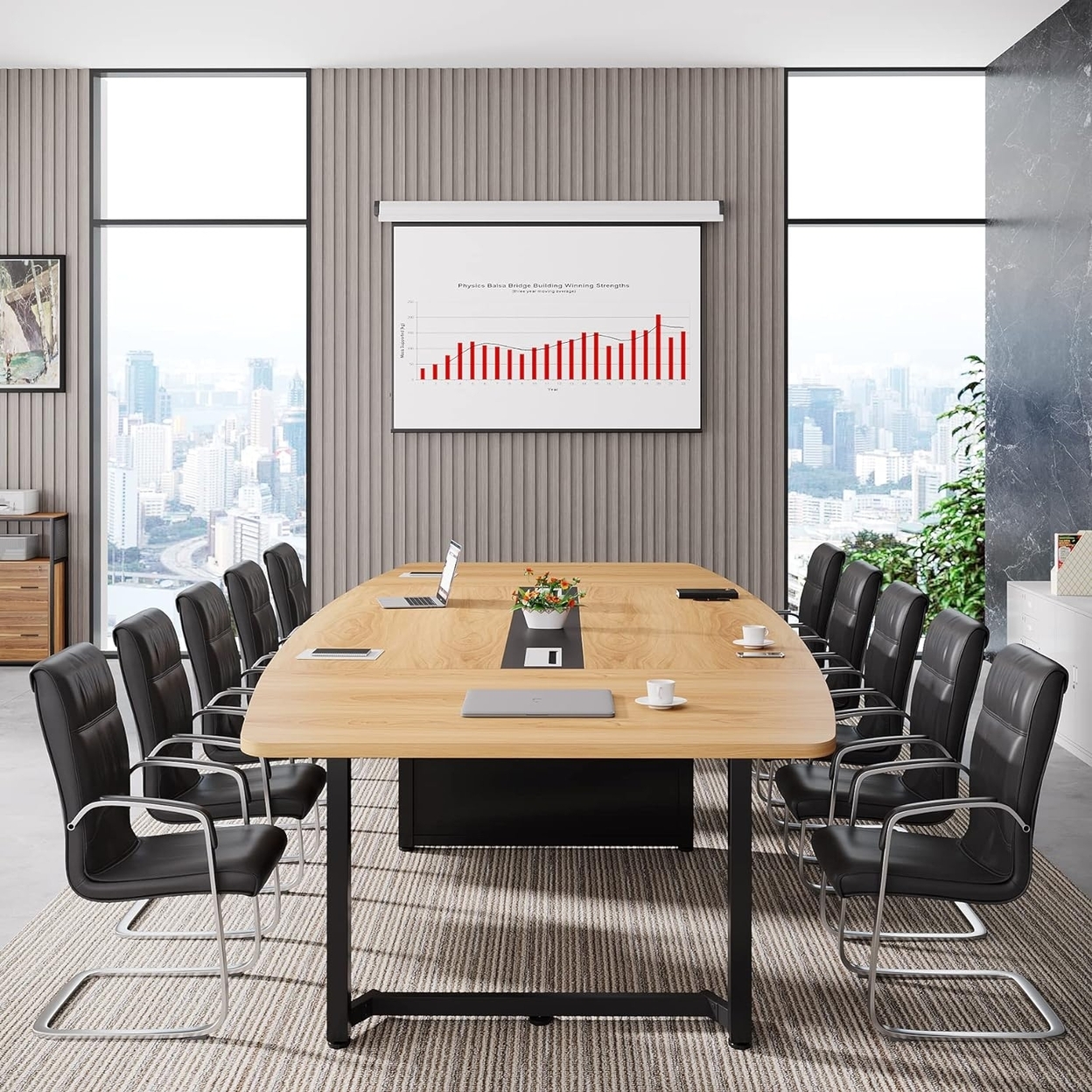 Tribesigns 8FT Conference Table, 94.5L X 47.2W Inch Large Meeting Table, Modern Rectangular Seminar Table