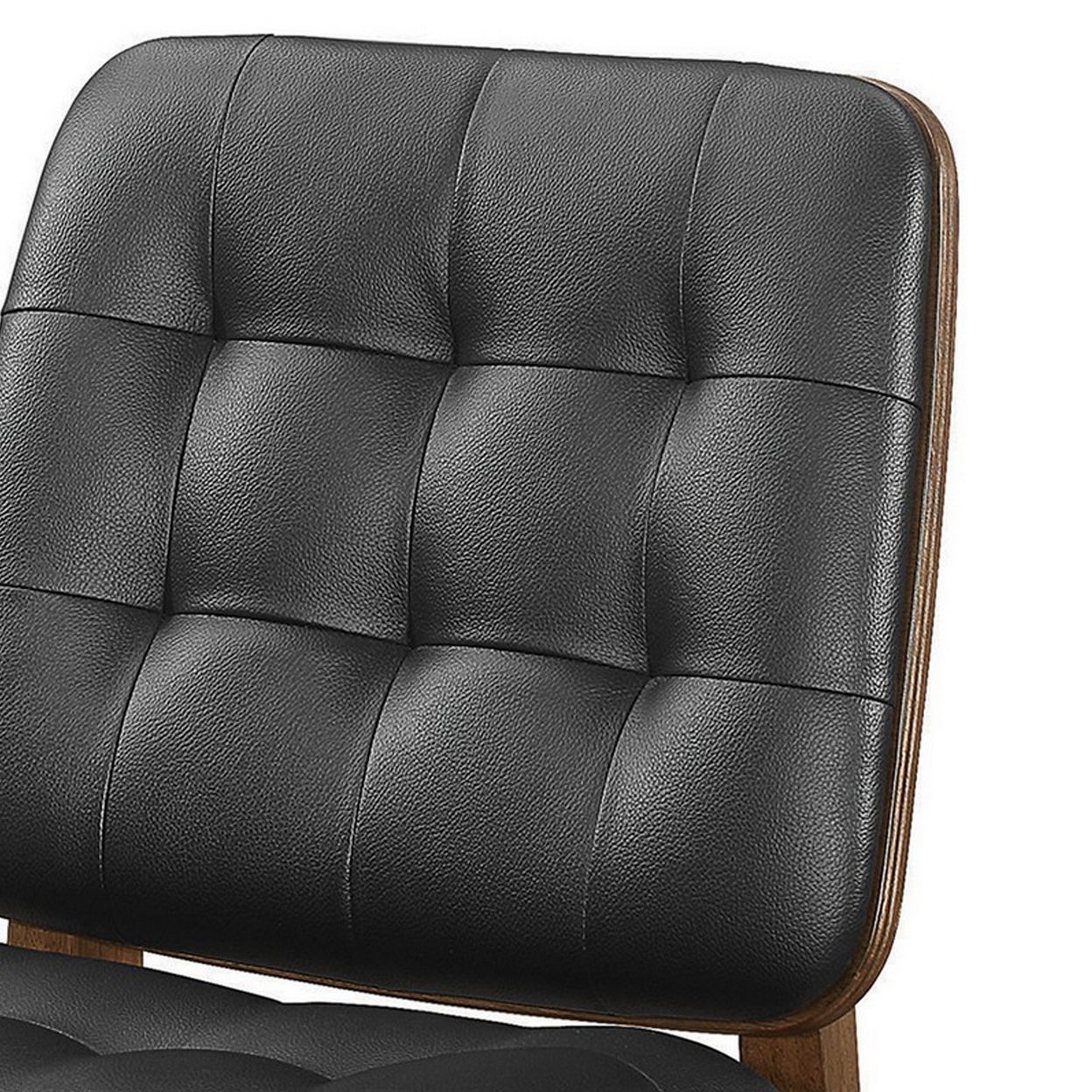 18 Inch Dining Chair, Set Of 2, Black Vegan Faux Leather, Tufted Seat - Saltoro Sherpi