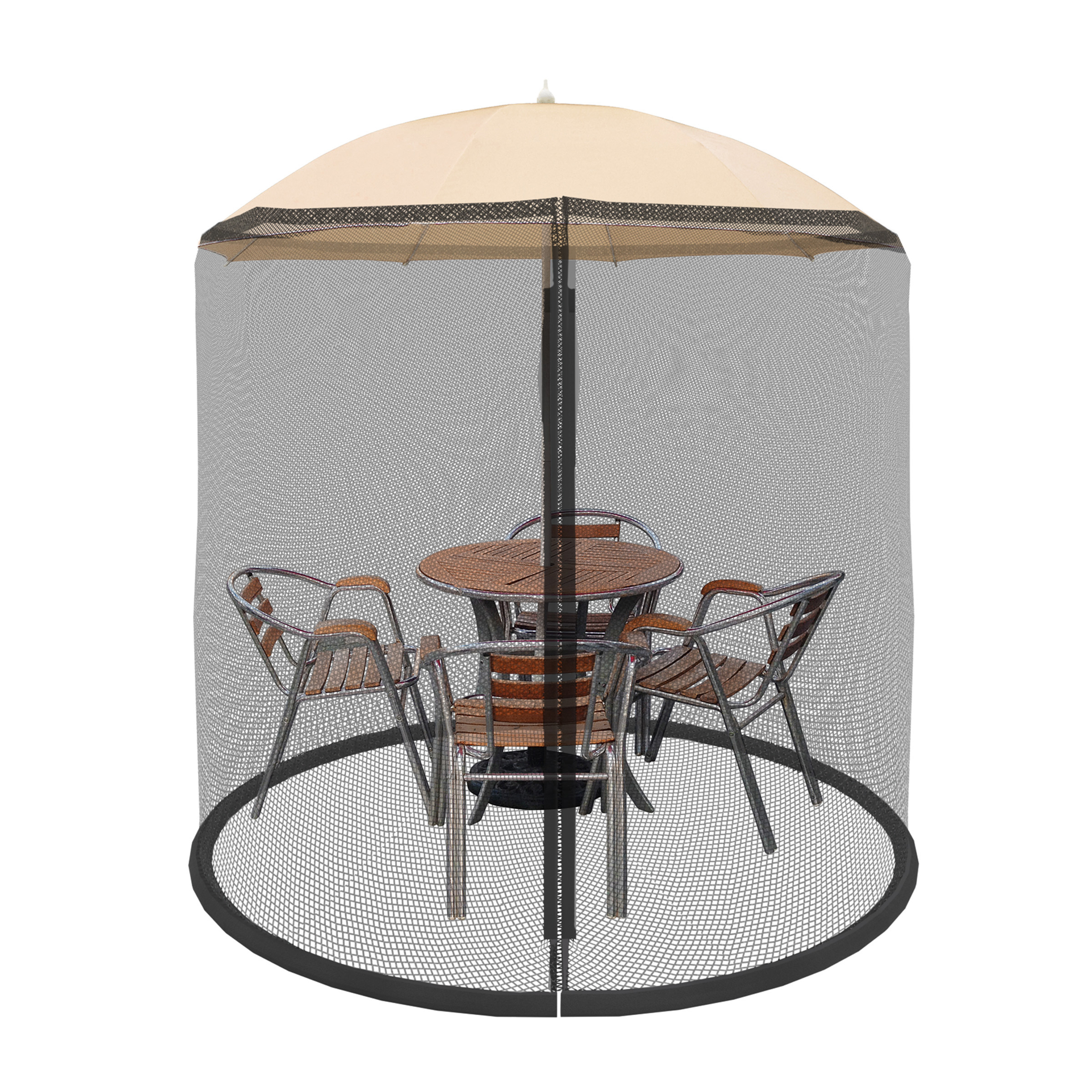 Patio Umbrella Mounted Mesh Bug & Mosquito Screen, Fits 7.5 Ft Diameter