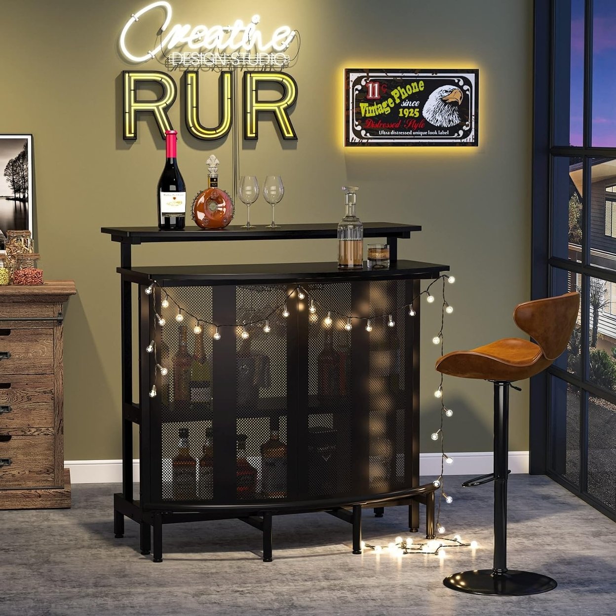 Tribesigns Home Bar Unit, 4 Tier Liquor Bar Table With Storage And Footrest, Modern Wine Bar Cabinet Mini Bar