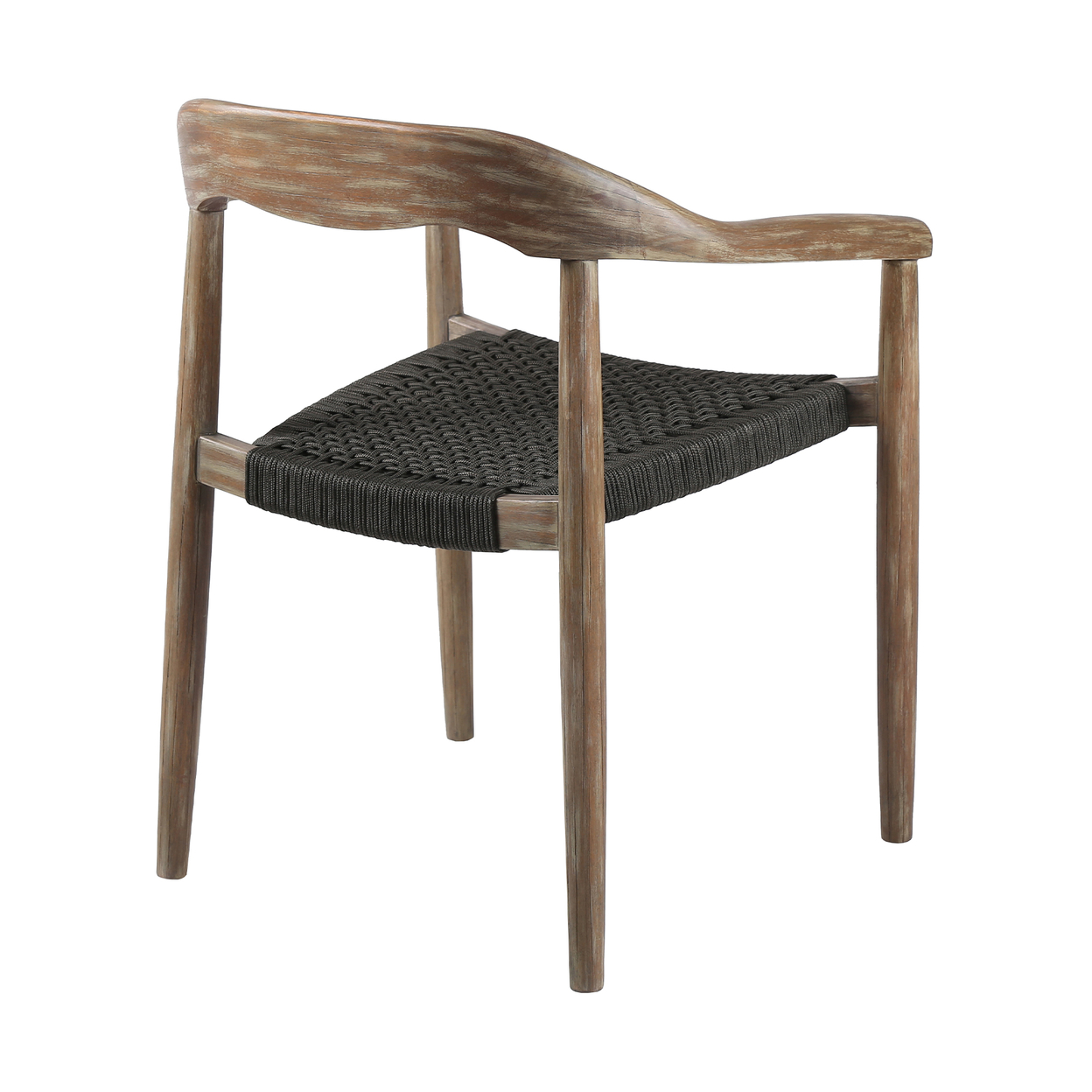 Dining Chair With Top Curved Panel Back And Woven Seat, Set Of 2, Brown- Saltoro Sherpi