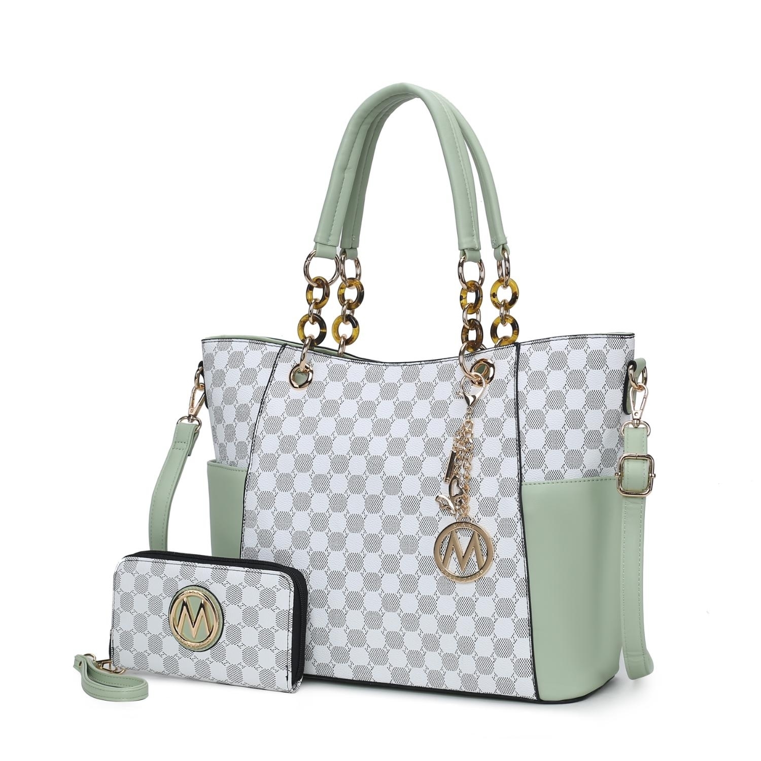 MKF Collection Merlina 2 PCS Women Tote Handbag With Wallet - Mint