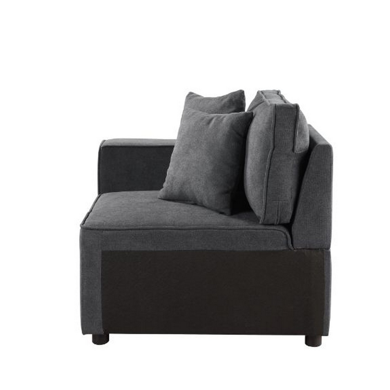 Modular Left Facing Chair With Loose Back Pillow, Gray- Saltoro Sherpi